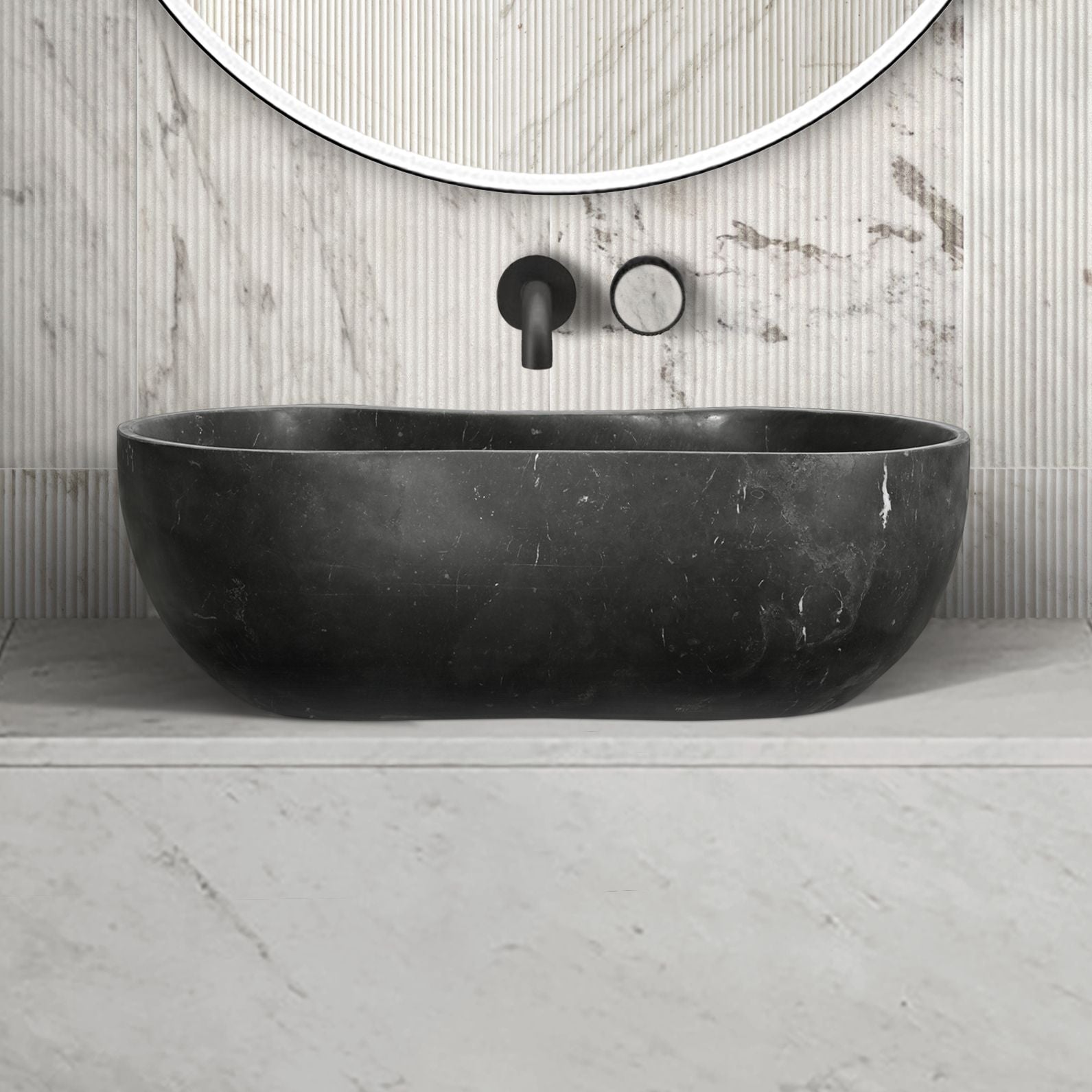 Vessel Sink, Wavy Shape Basin, Vanity Bowl - Dark Gray