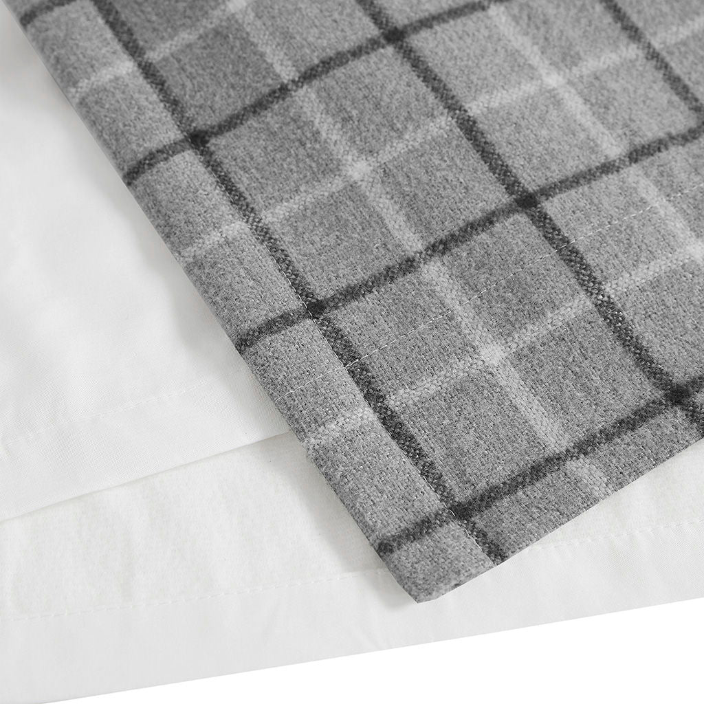 Anaheim - Plaid Rod Pocket and Back Tab Curtain Panel With Fabric Lining - Gray