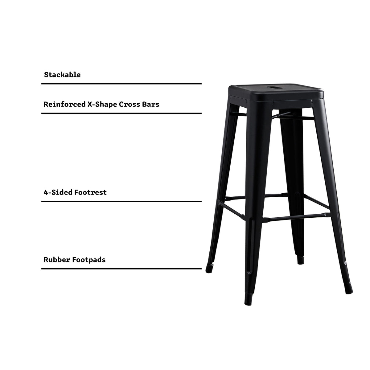 Backless Bar Stools (Set of 2) - Black