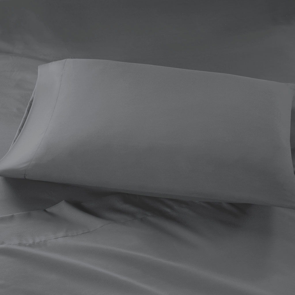 Microfiber - Sheet Set With Side Storage Pockets - Charcoal