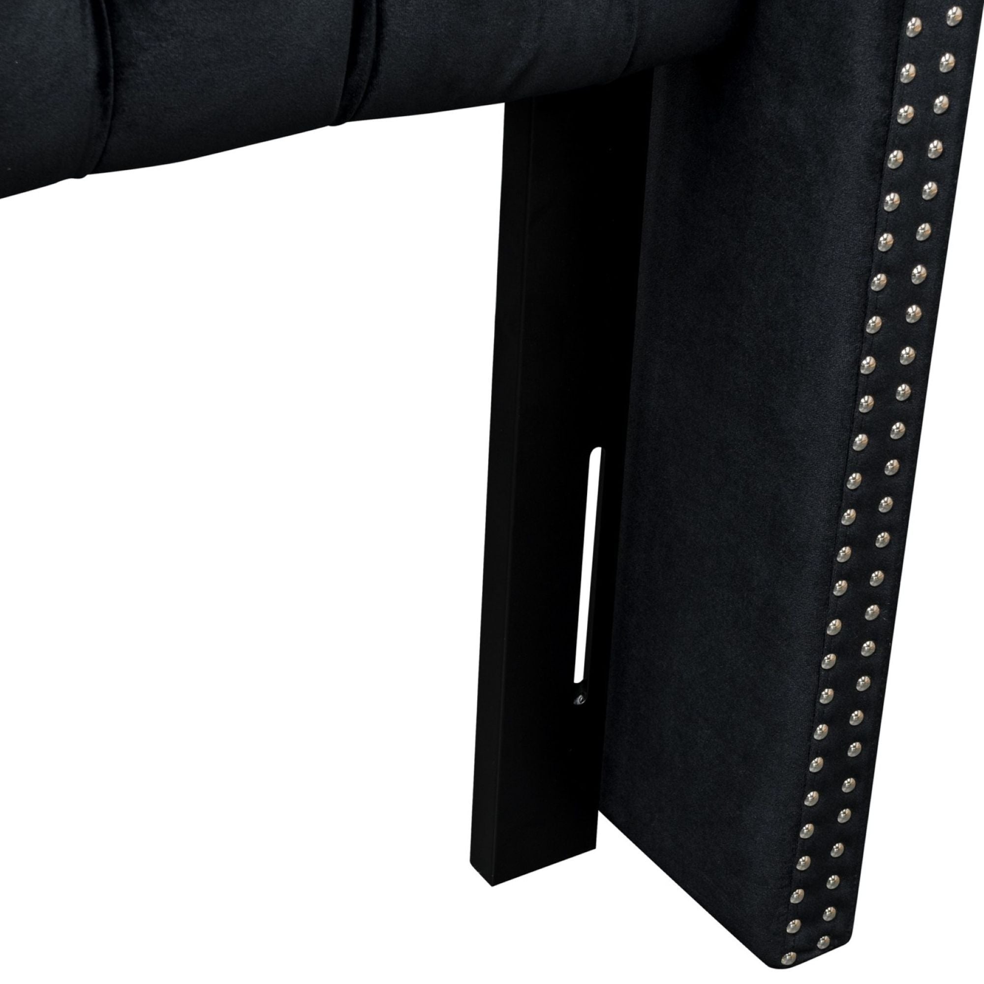 Amelia - Upholstered Velvet Wingback Headboard With Button Tufting & Nailhead Trim - Black
