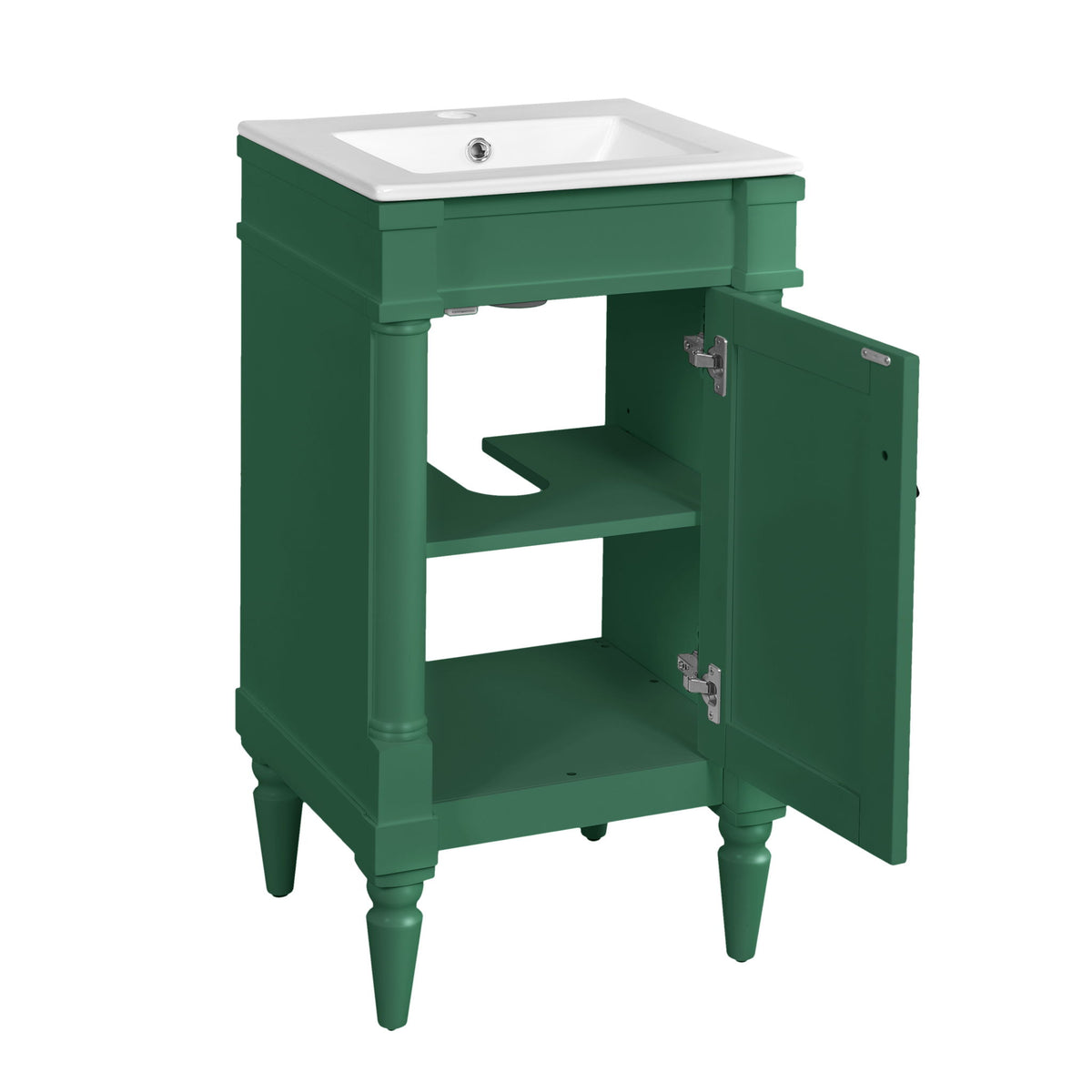 Bathroom Vanity With Sink, Storage Cabinet With Door, Freestanding Small Space Design, Drop In Sink - Green