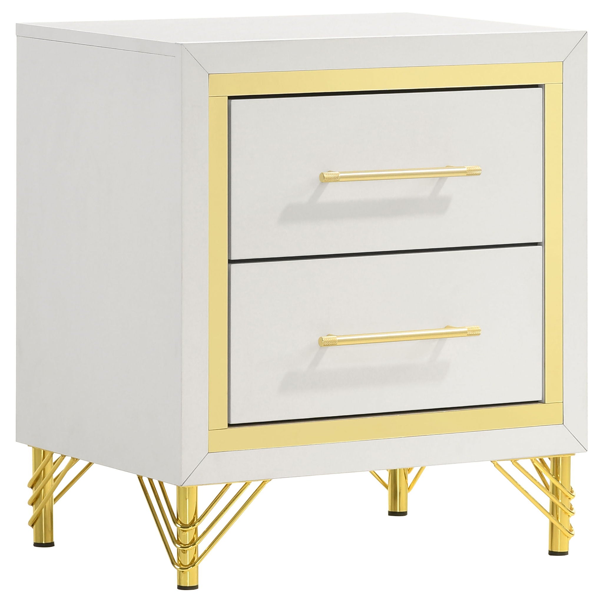 Chesney - 2 Drawer Nightstand With Trim, Bedroom Side Table - White