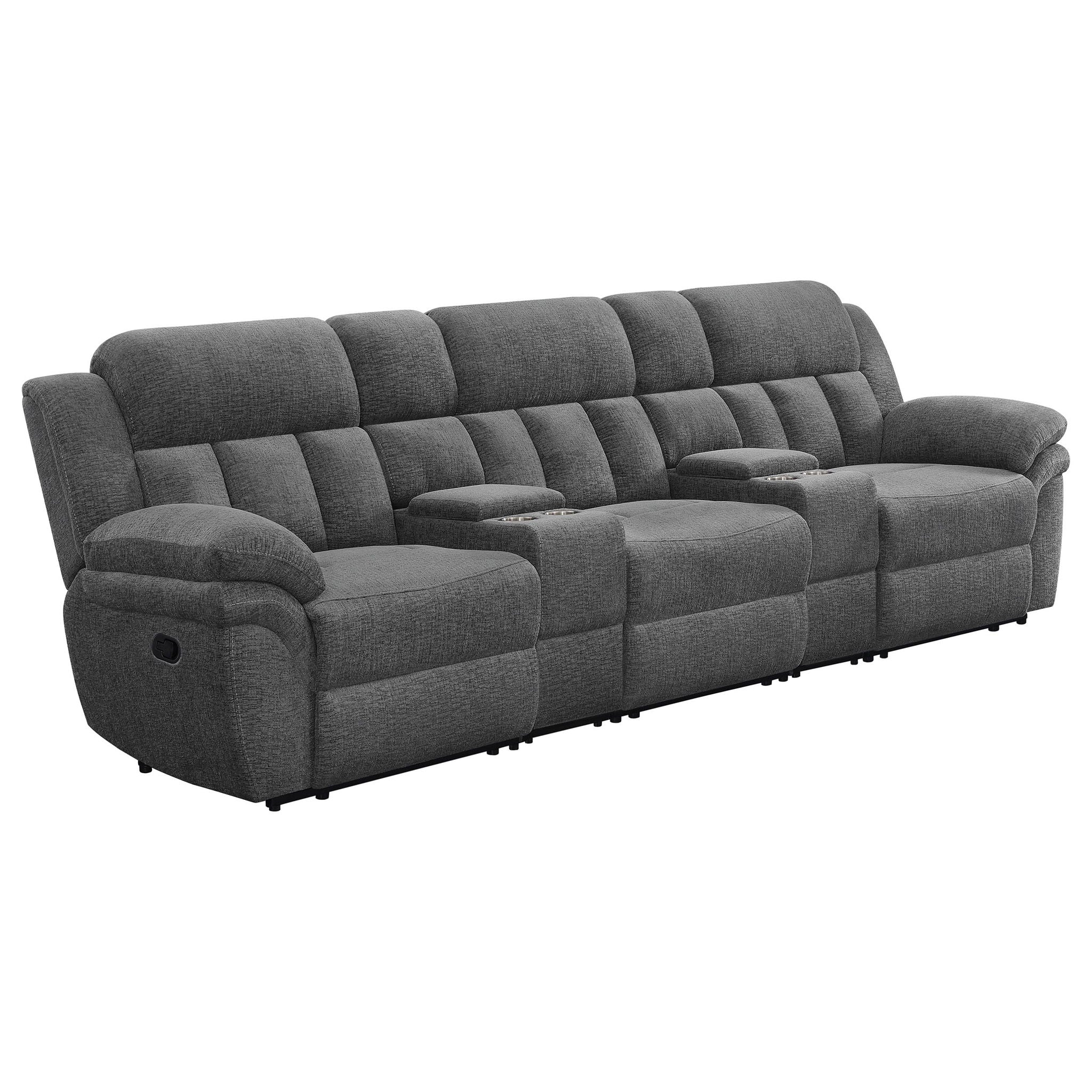 Divine - 5 Piece Power Reclining Home Theater Seating Set With Memory Foam Cushions And Storage Consoles
