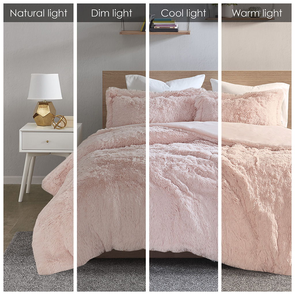 Malea - Shaggy Duvet Cover Set - Blush