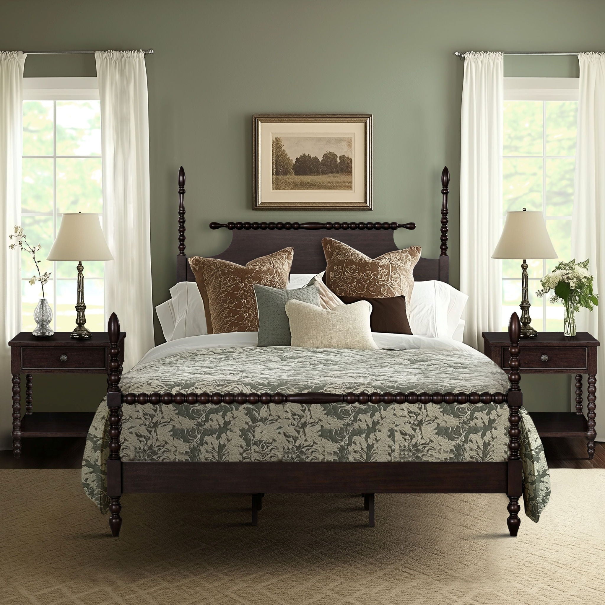 Beckett - Queen Turned Spindle Bed - Morocco Brown