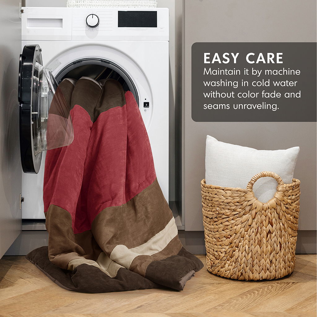 Boulder Stripe - Full/Queen Pieced Comforter Set - Brick
