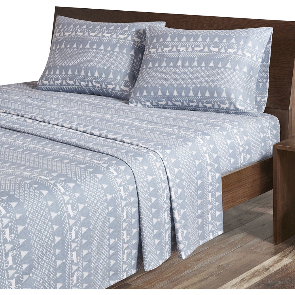 Flannel - King Sheet Set - Blue Winter Frost