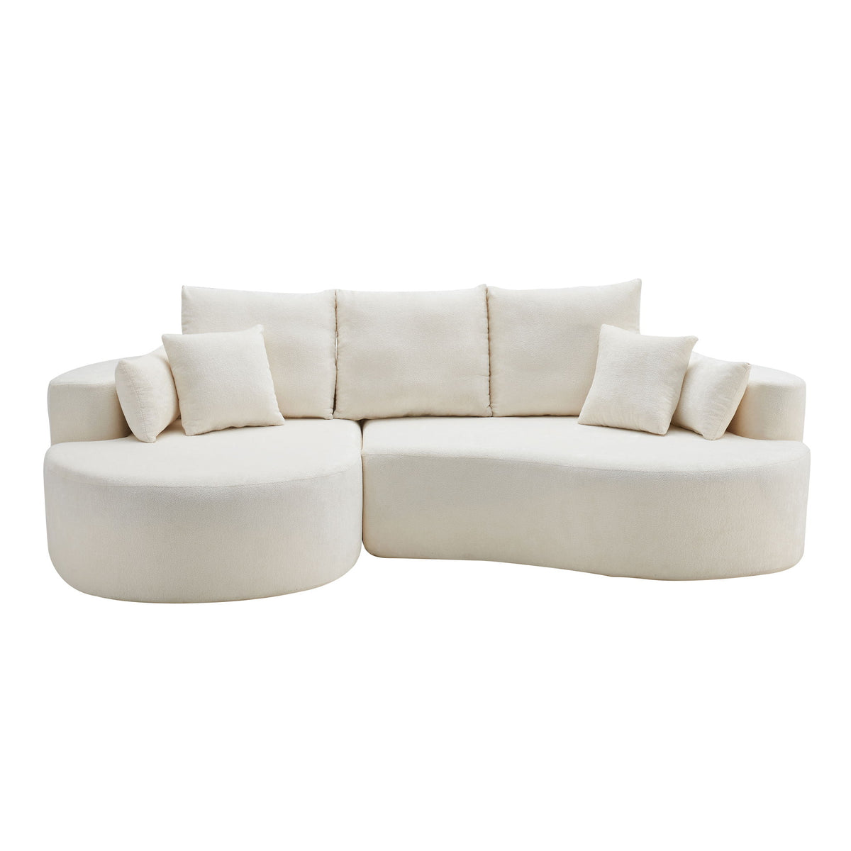 2 Piece Fabric Cloud Curved Sectional Sofa With Chaise For Living Room