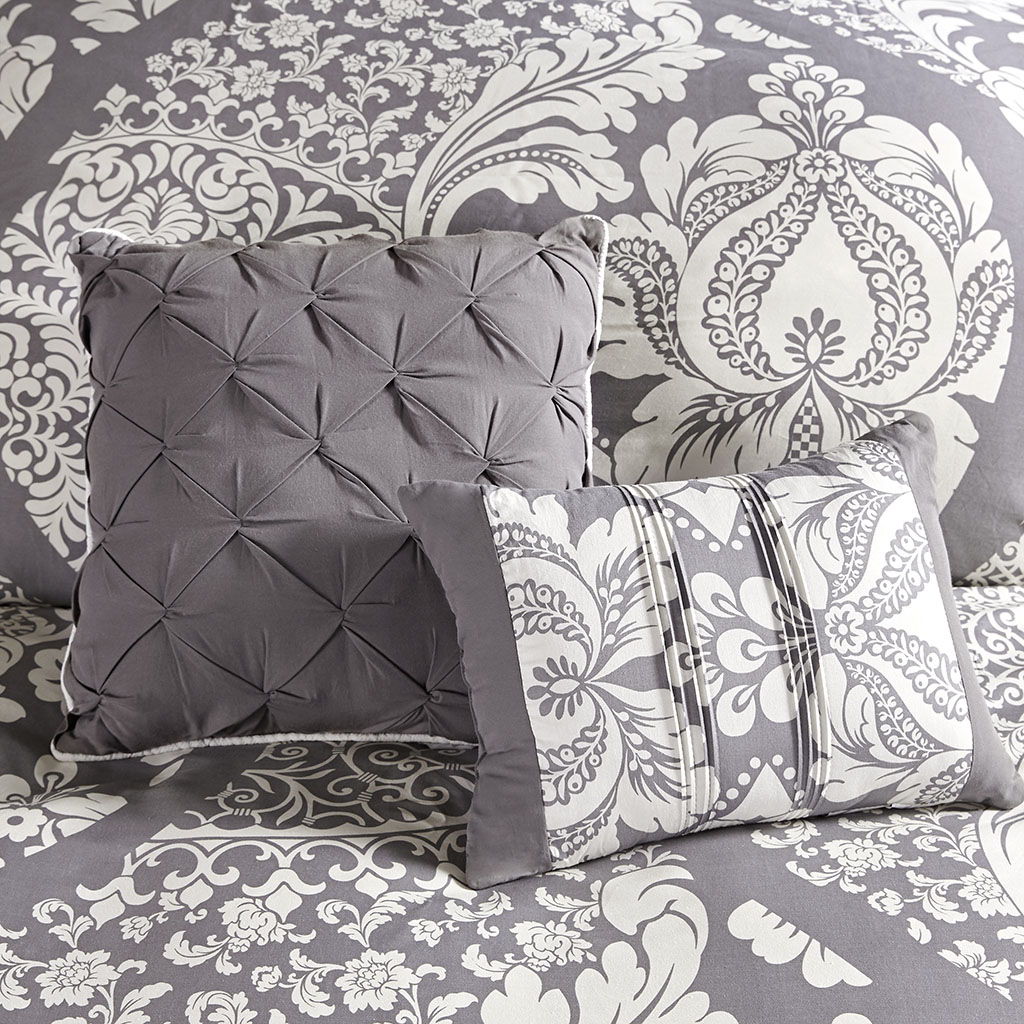 Vienna - King 6 Piece Printed Duvet Cover Set - Gray