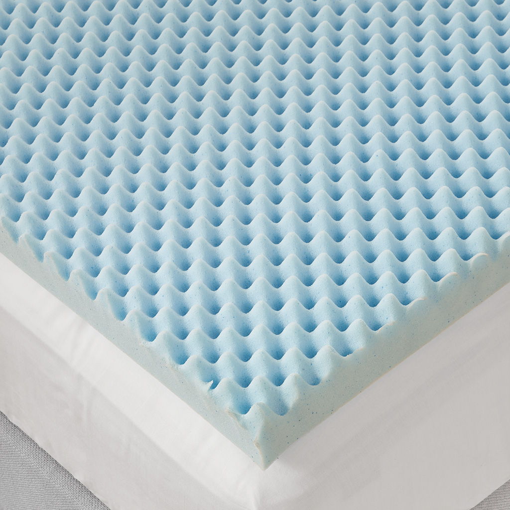 Queen Gel Memory Foam Hypoallergenic Cooling Mattress Topper - Blue