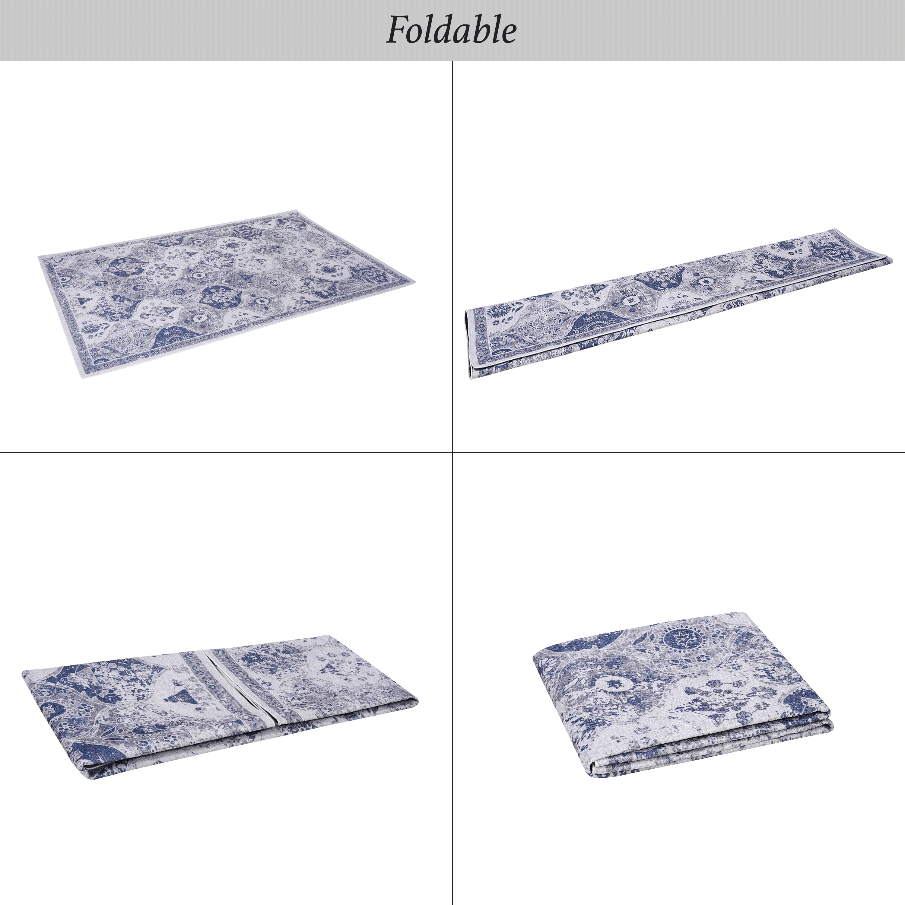 Naar Area Rugs 8x10 for Bedroom, Washable Rug, Low-Pile, Non-Slip, Non-Shedding, Foldable, Kid&Pet Friendly - Area Rugs for living room, bedroom, kitchen, dining room, Blue Area Rug - (Blue, 8' x 10')