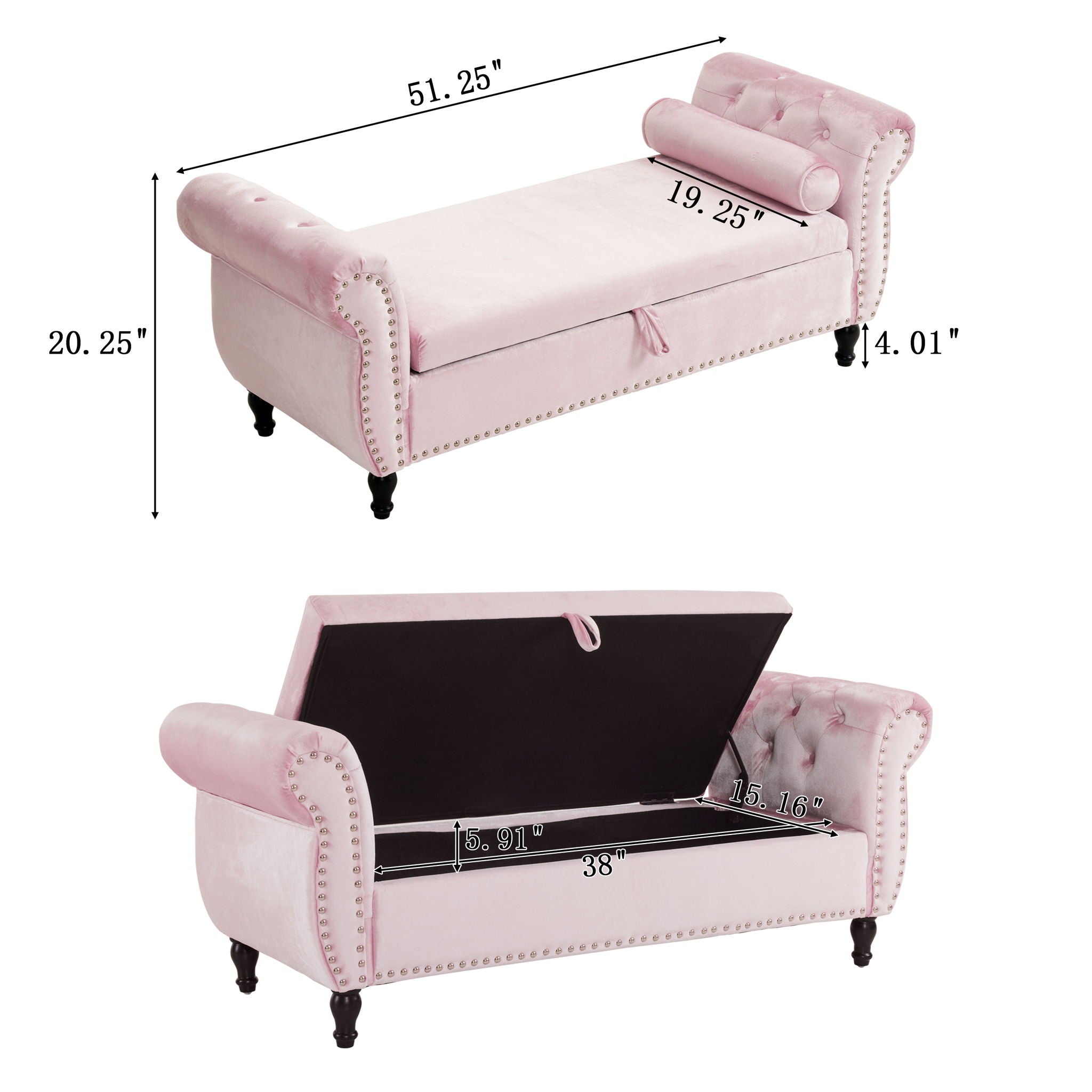 Luxurious Multifunctional Storage Ottoman Bench With Pillow