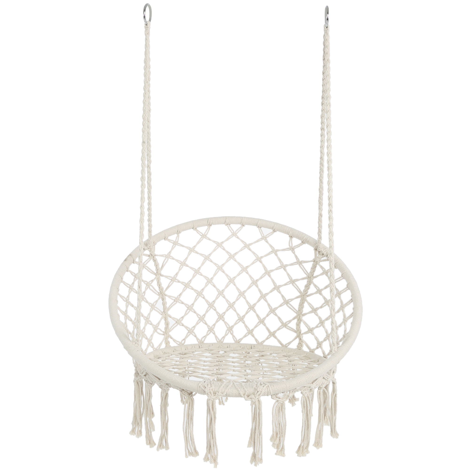 Macrame Hanging Hammock Chair, Rope Swing For Indoor And Outdoor Use
