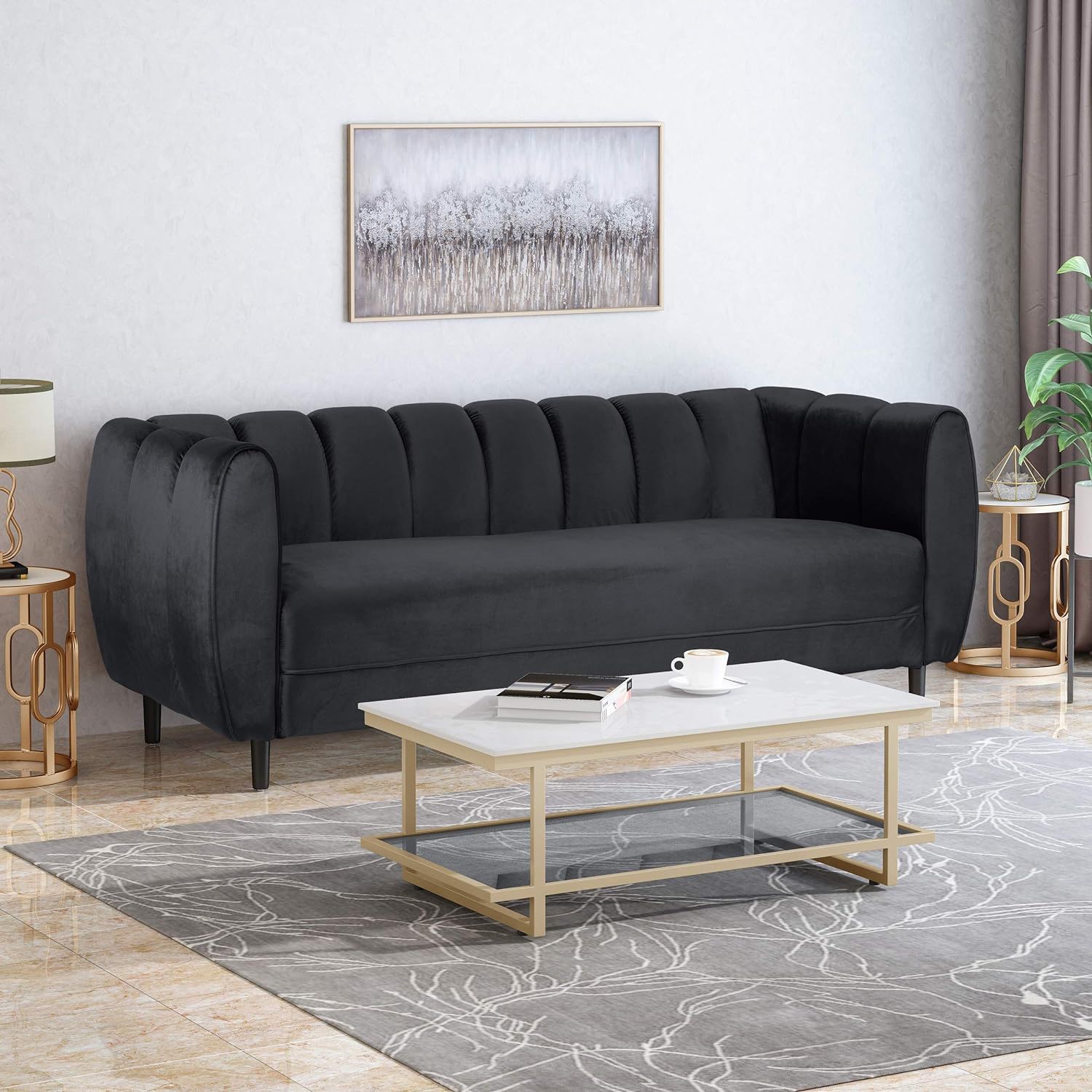 Miranda - Modern Glam 3 Seater Sofa