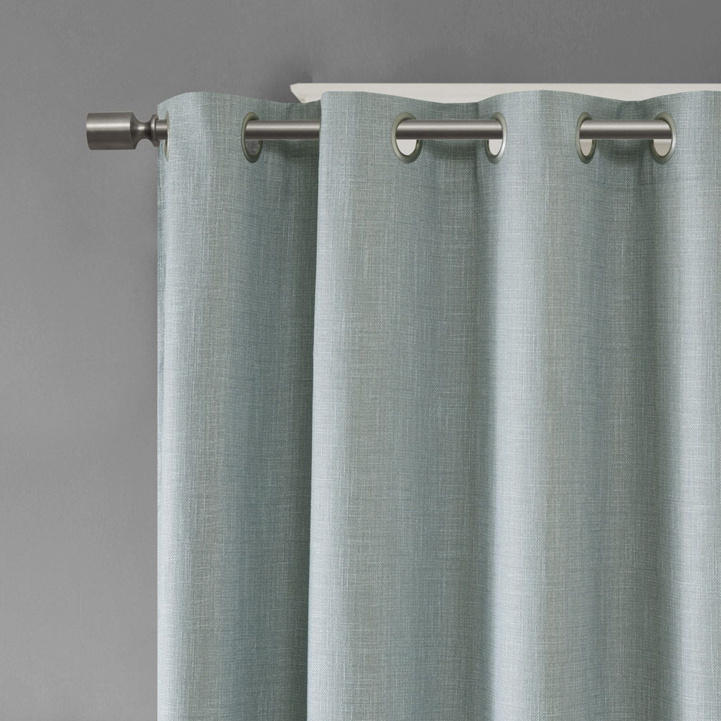 Maya - Printed Heathered Total Blackout Window Patio Panel - Aqua