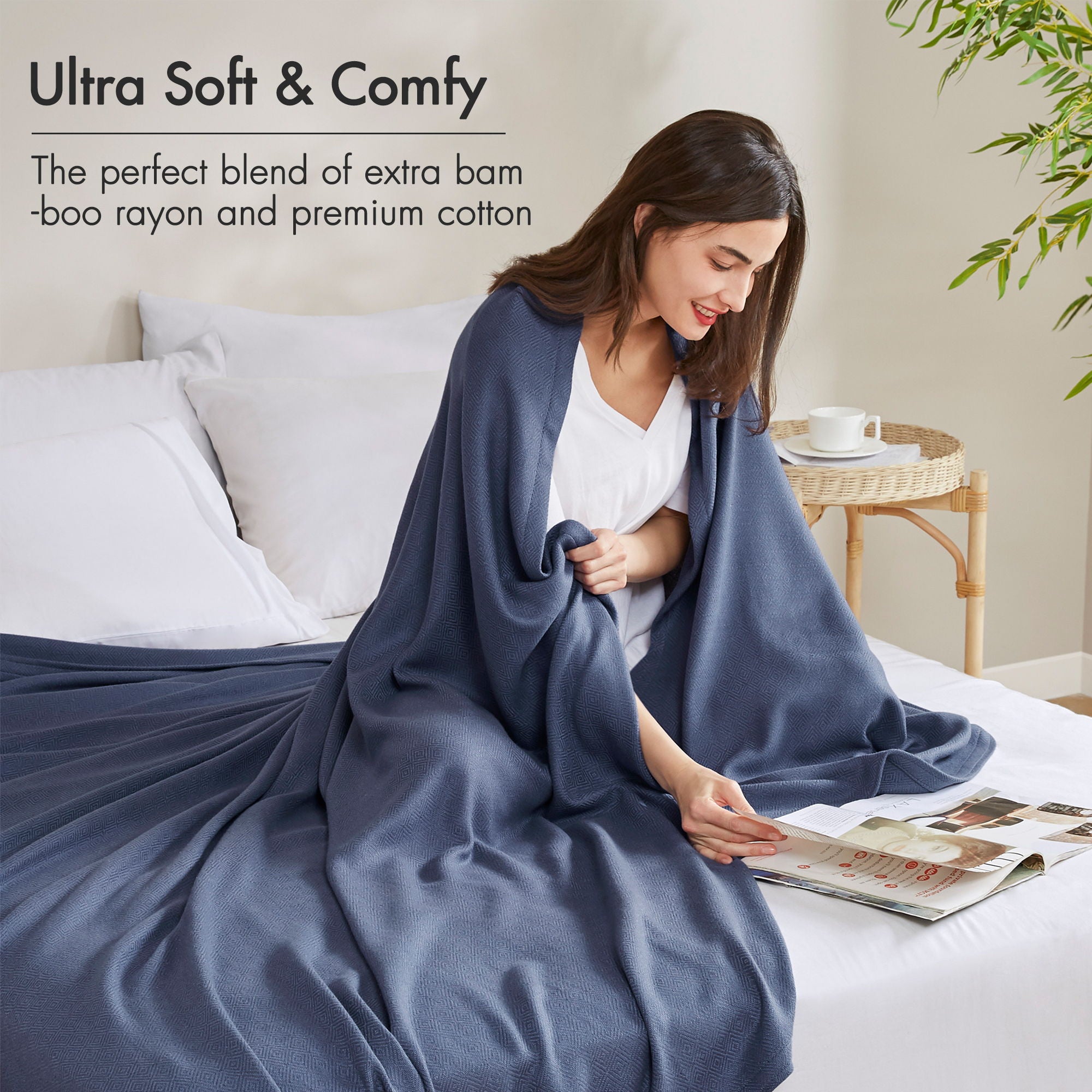 Bamboo Cotton - King Rayon From Blanket - Navy