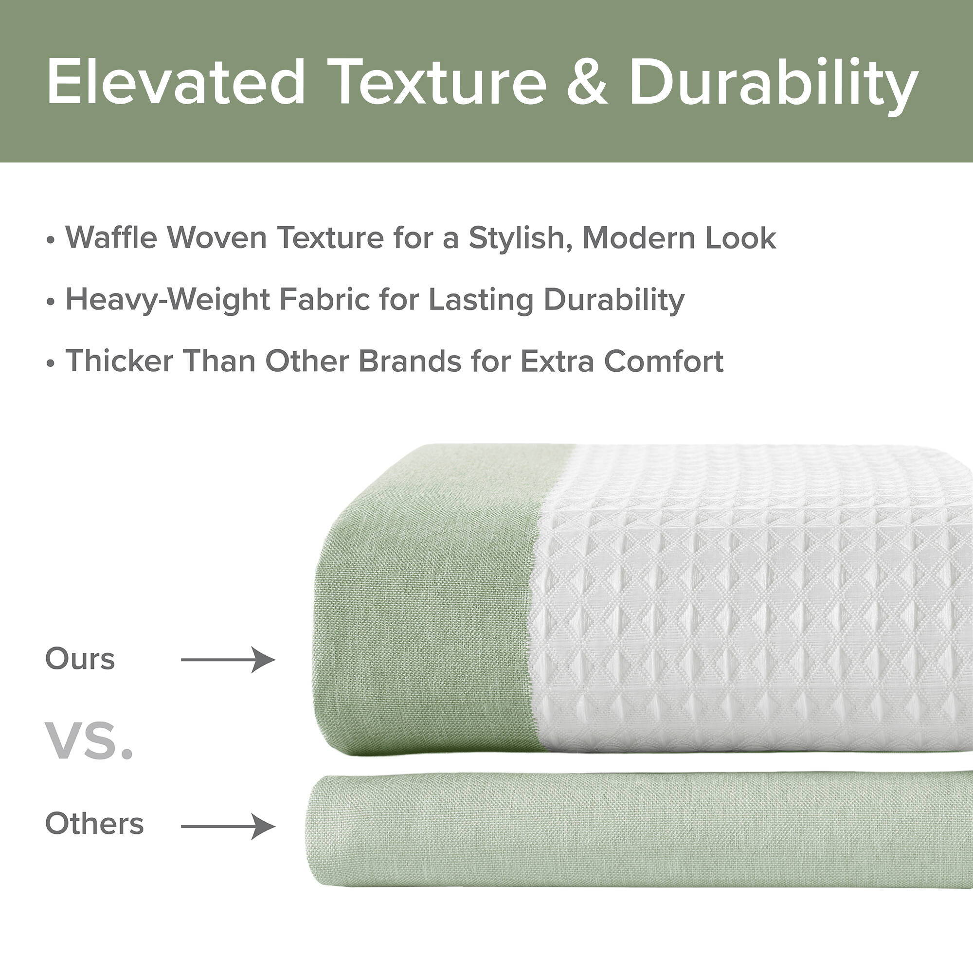 Spa Waffle - 108" x 72" Shower Curtain With 3M Treatment - Sage Green
