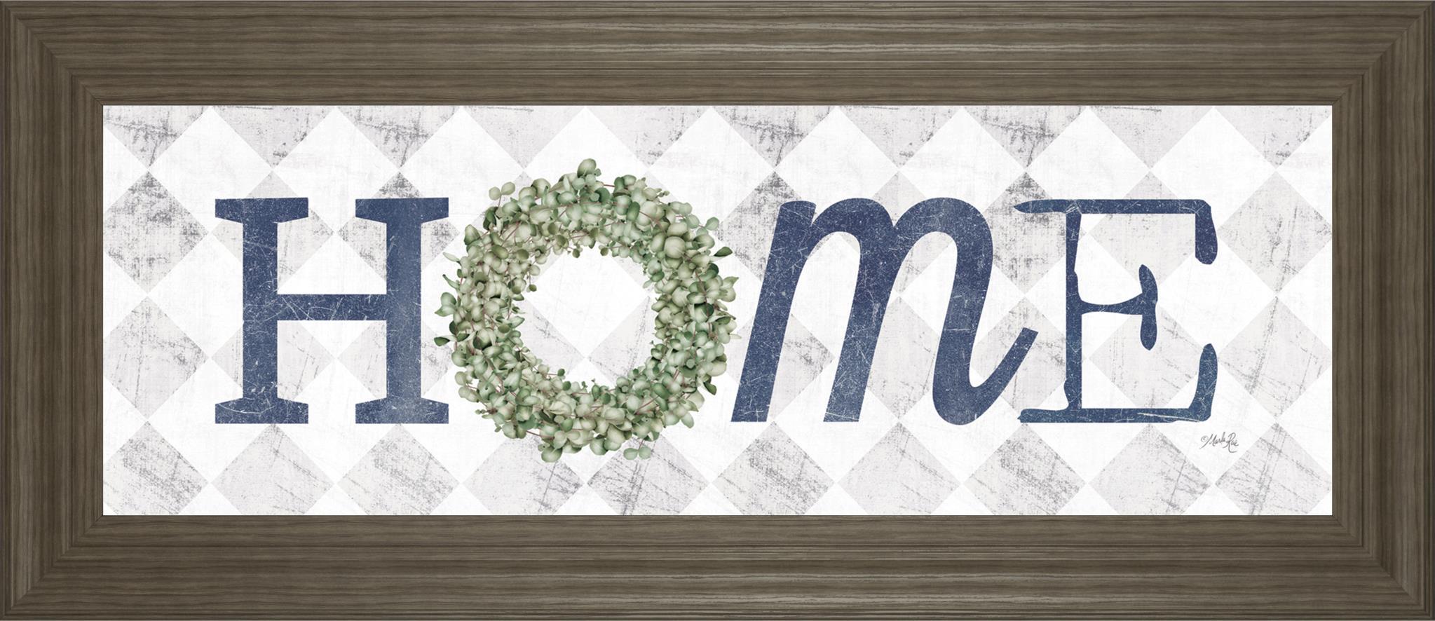 18x42 Home With Eucalyptus Wreath I By Marla Rae - Gray