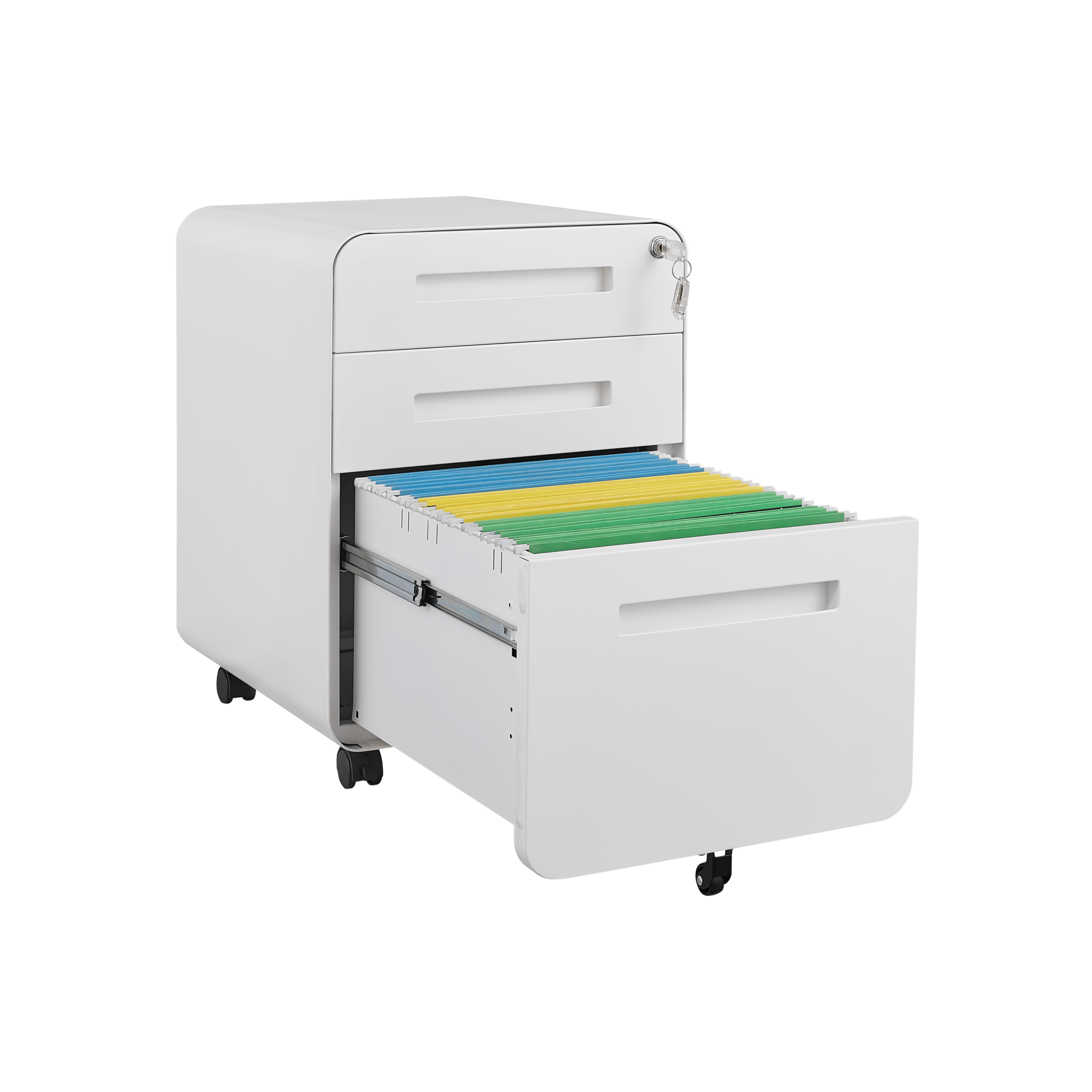 3 Drawer Mobile File Cabinet Under Desk Office,Simple Style Versatile Storage Cabinet for Legal/Letter/A4 Files, 5 Wheel Design Anti-Tilting Cold Rolled Steel Waterproof Moisture-Proof Black