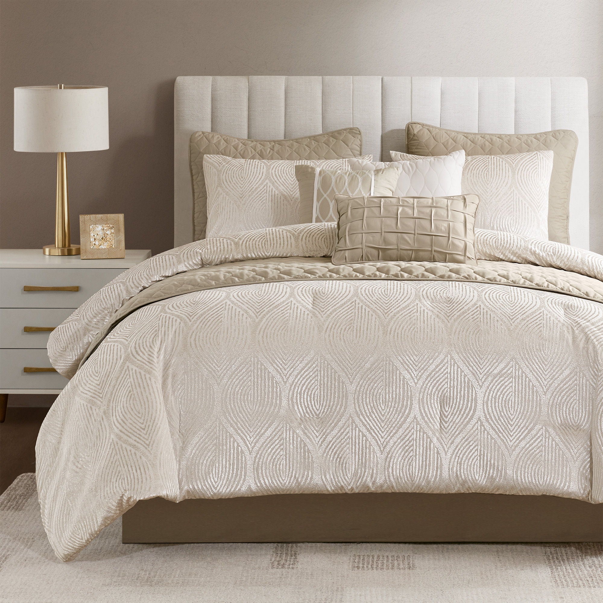 Nocturne - California King Comforter Set - Champagne