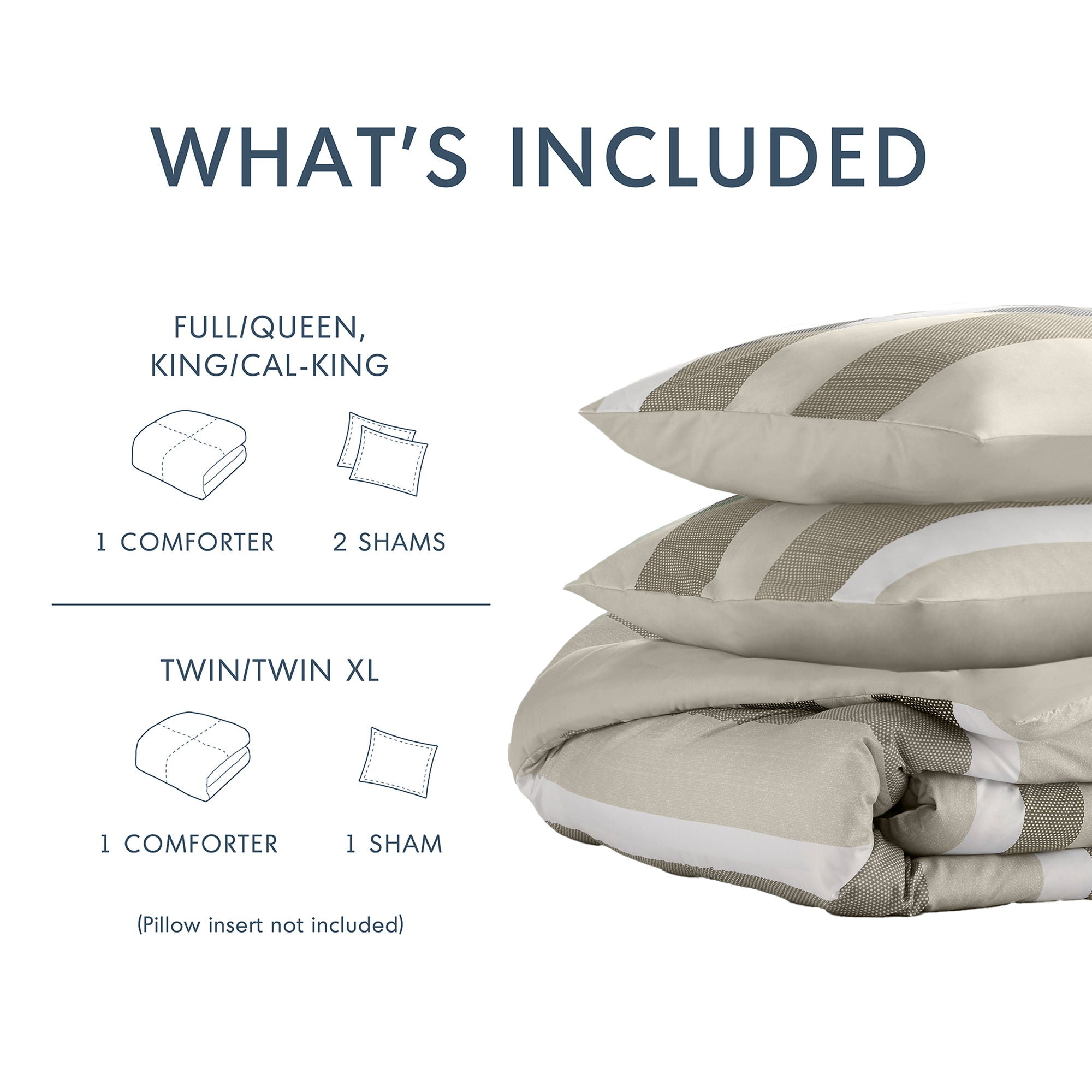 Blais - Stripe Textured Print Comforter Set - Neutral