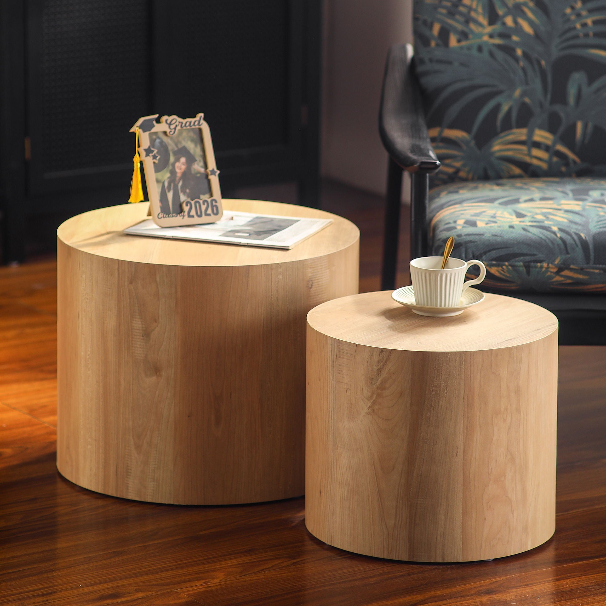 Modern Round Nesting Coffee Table (Set of 2)