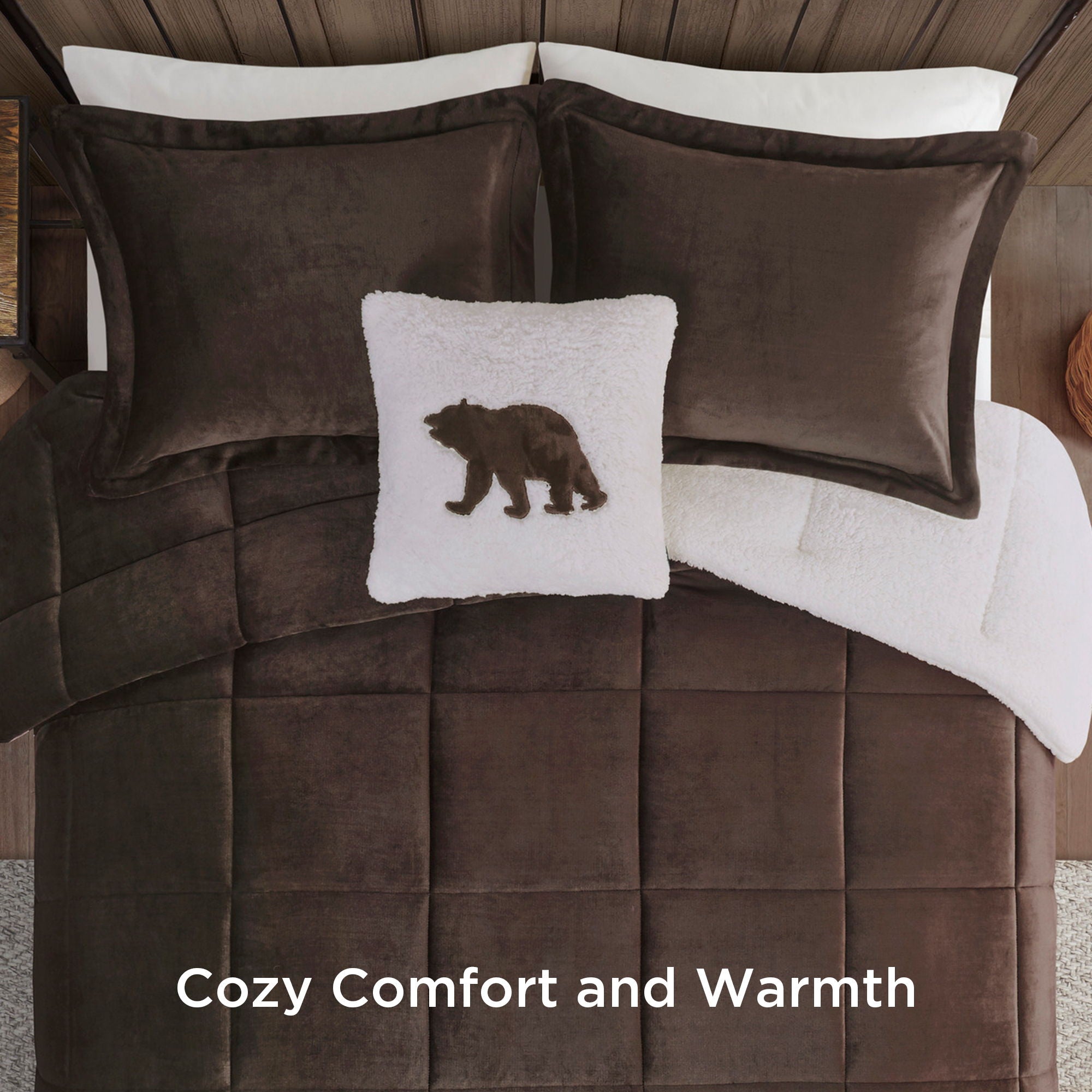 Alton - Down Alternative Comforter Set - Brown / Ivory