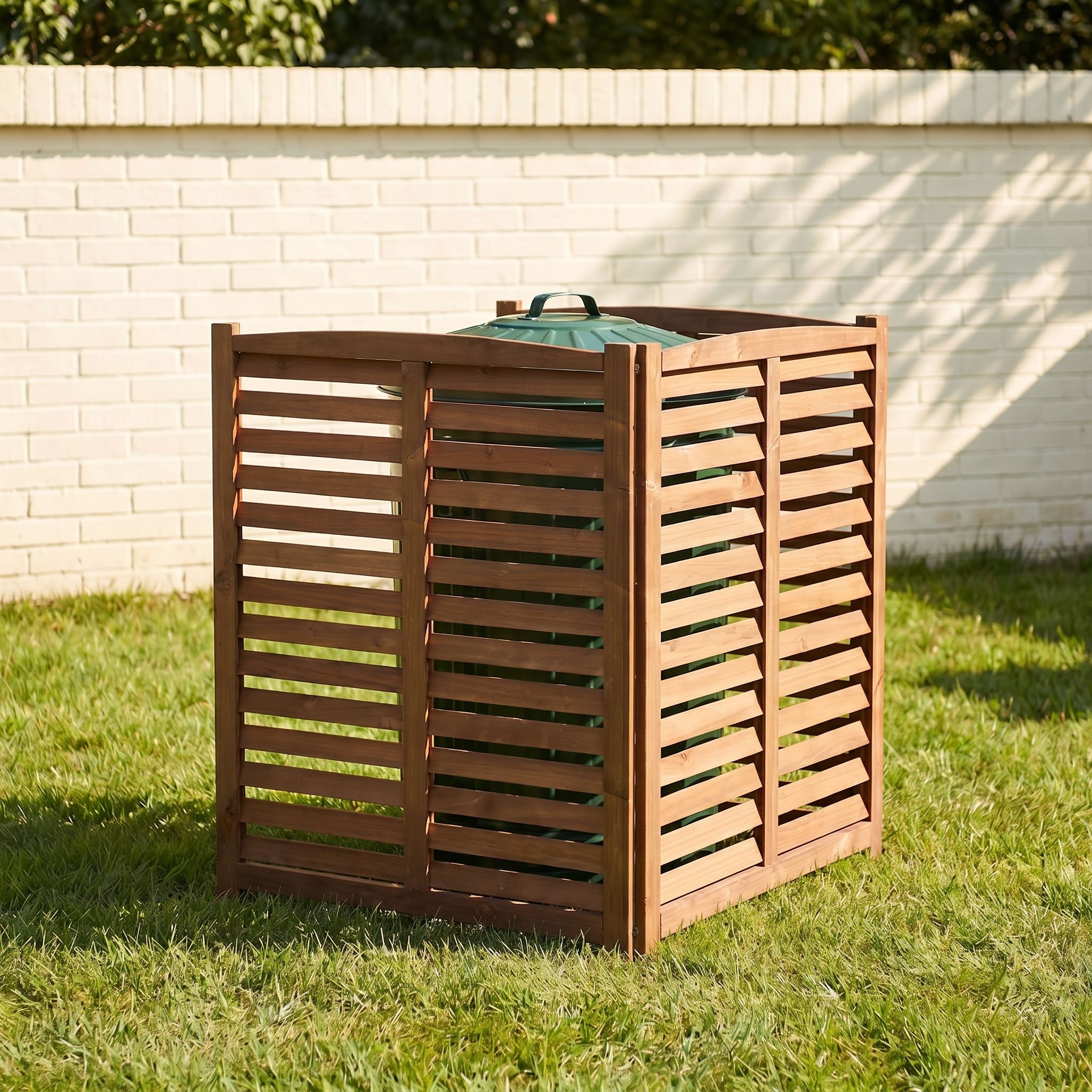 3 Panel Outdoor Wooden Air Conditioner Fence