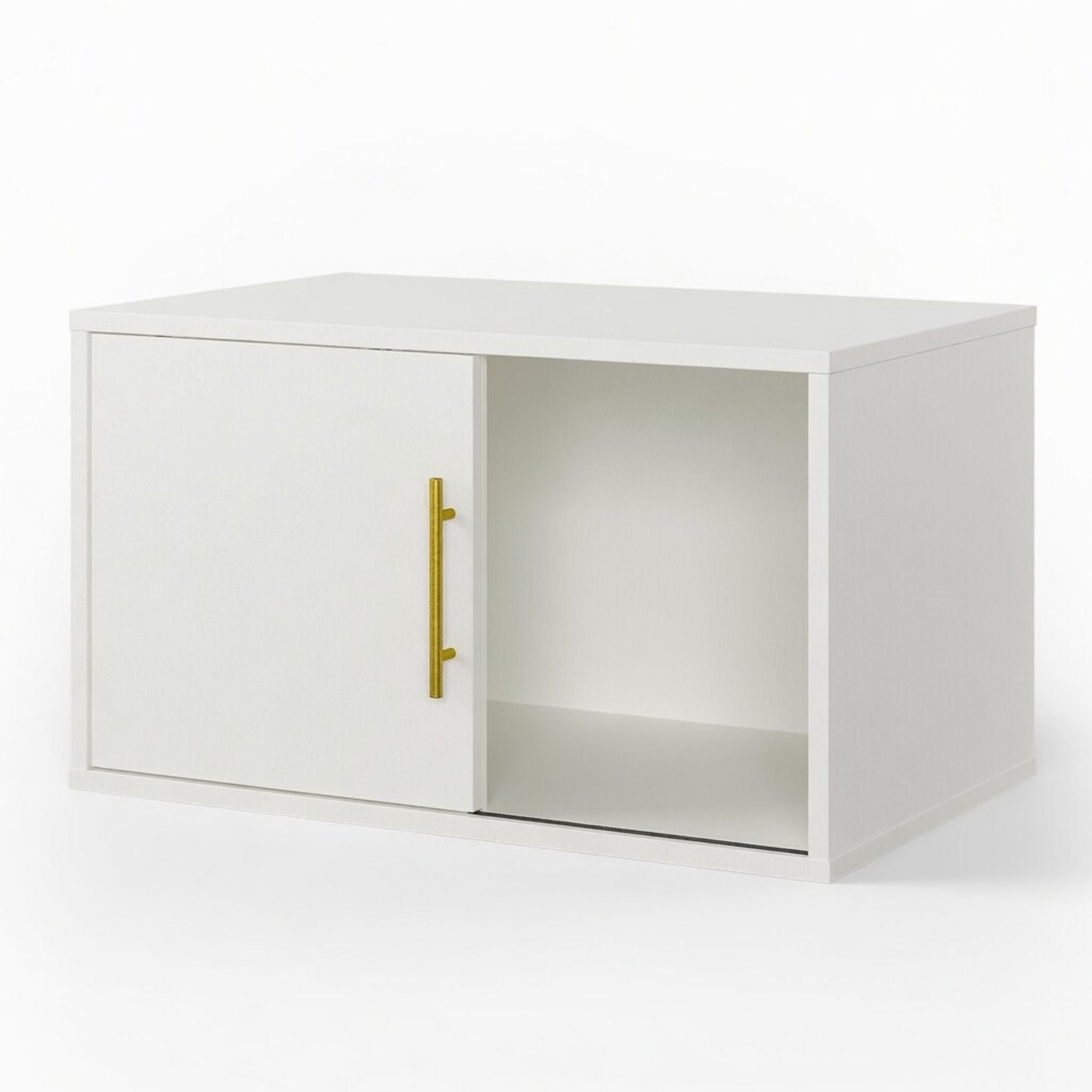 Cube Storage Organizer With Sliding Door Stackable Modular Bookshelf & Storage Cabinet - White