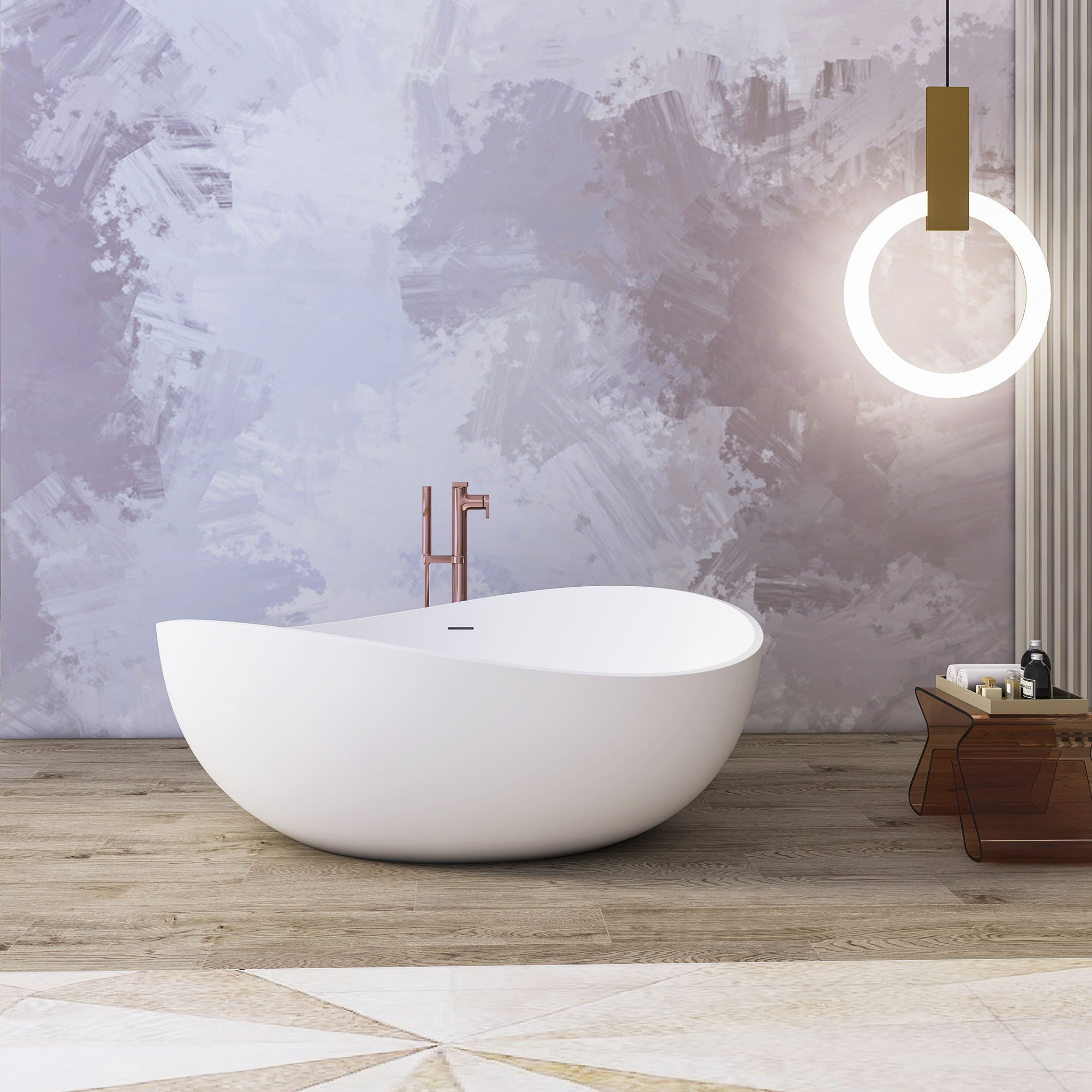 Freestanding Solid Surface Soaking Bathtub For Bathroom