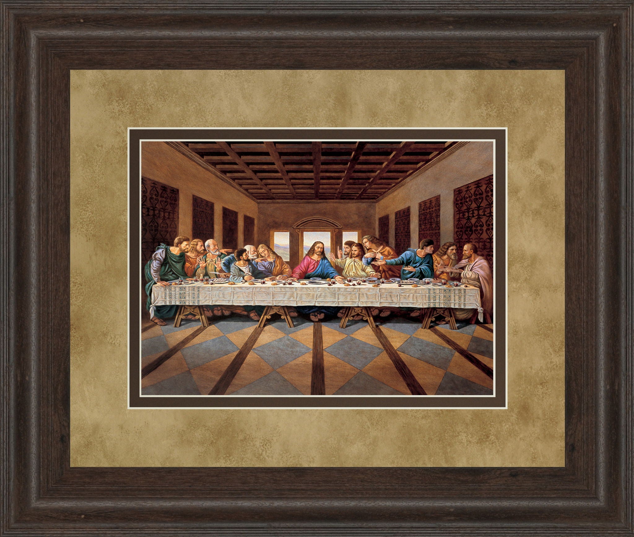 Last Supper - Framed Print Wall Art - Light Brown
