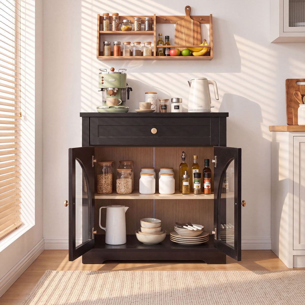 Modern Sideboard Cabinet With 1 Drawer And 2 Arched Doors