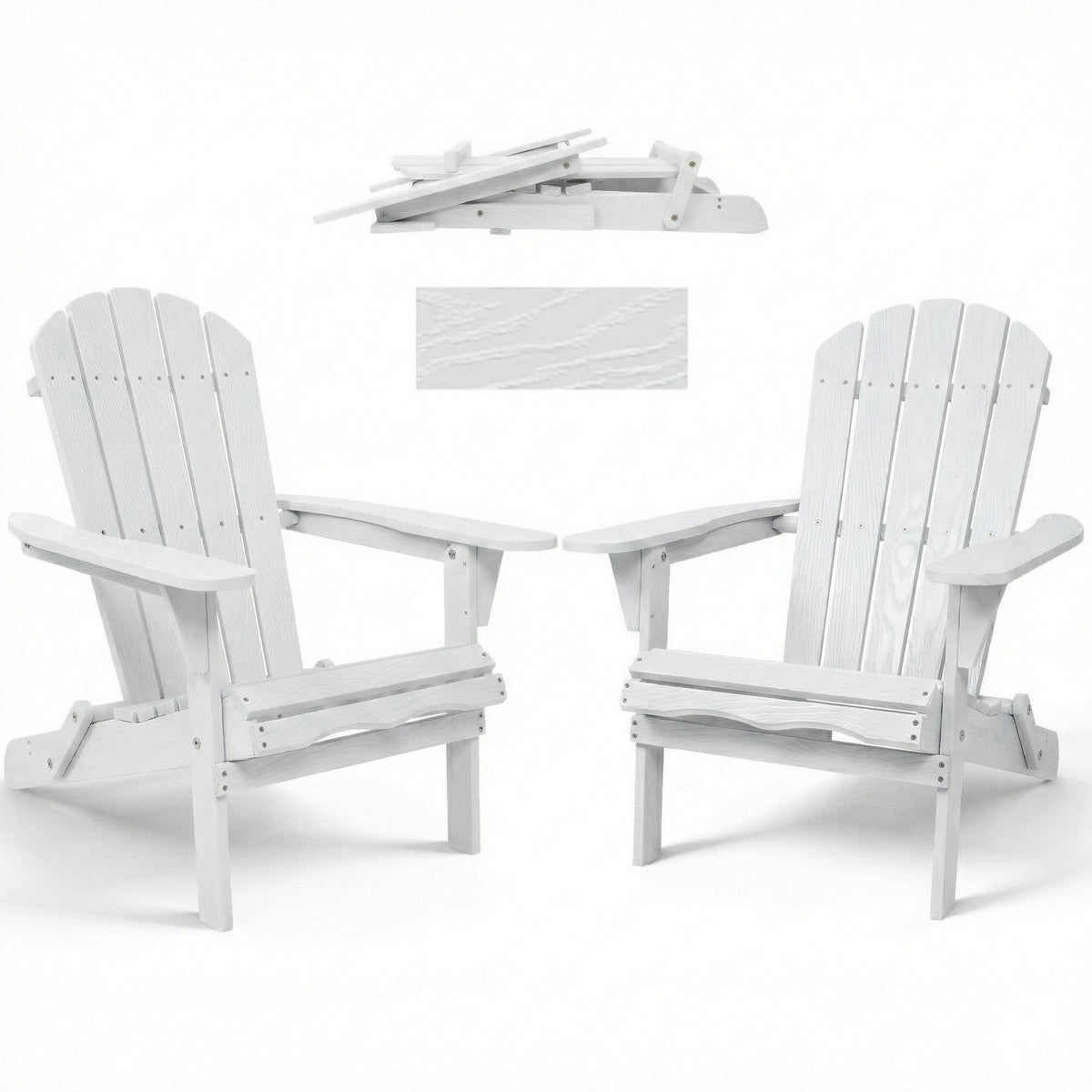 Classic Grain Folding Adirondack Chair Patio - White