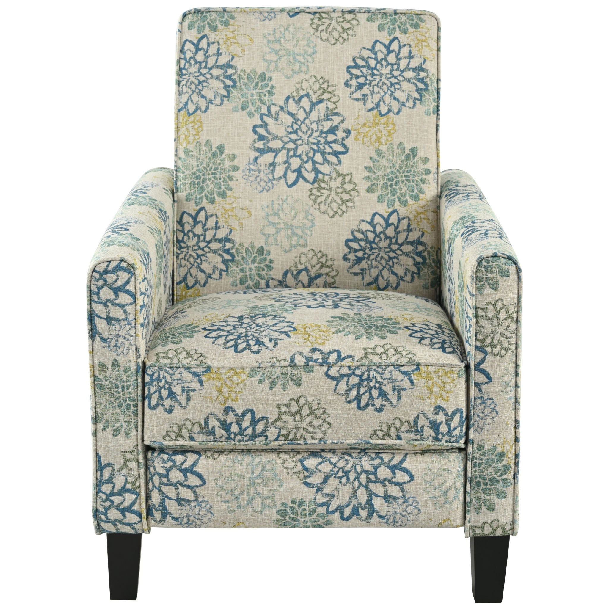 Upholstered Push Back Recliner Chair For Living Room - Blue