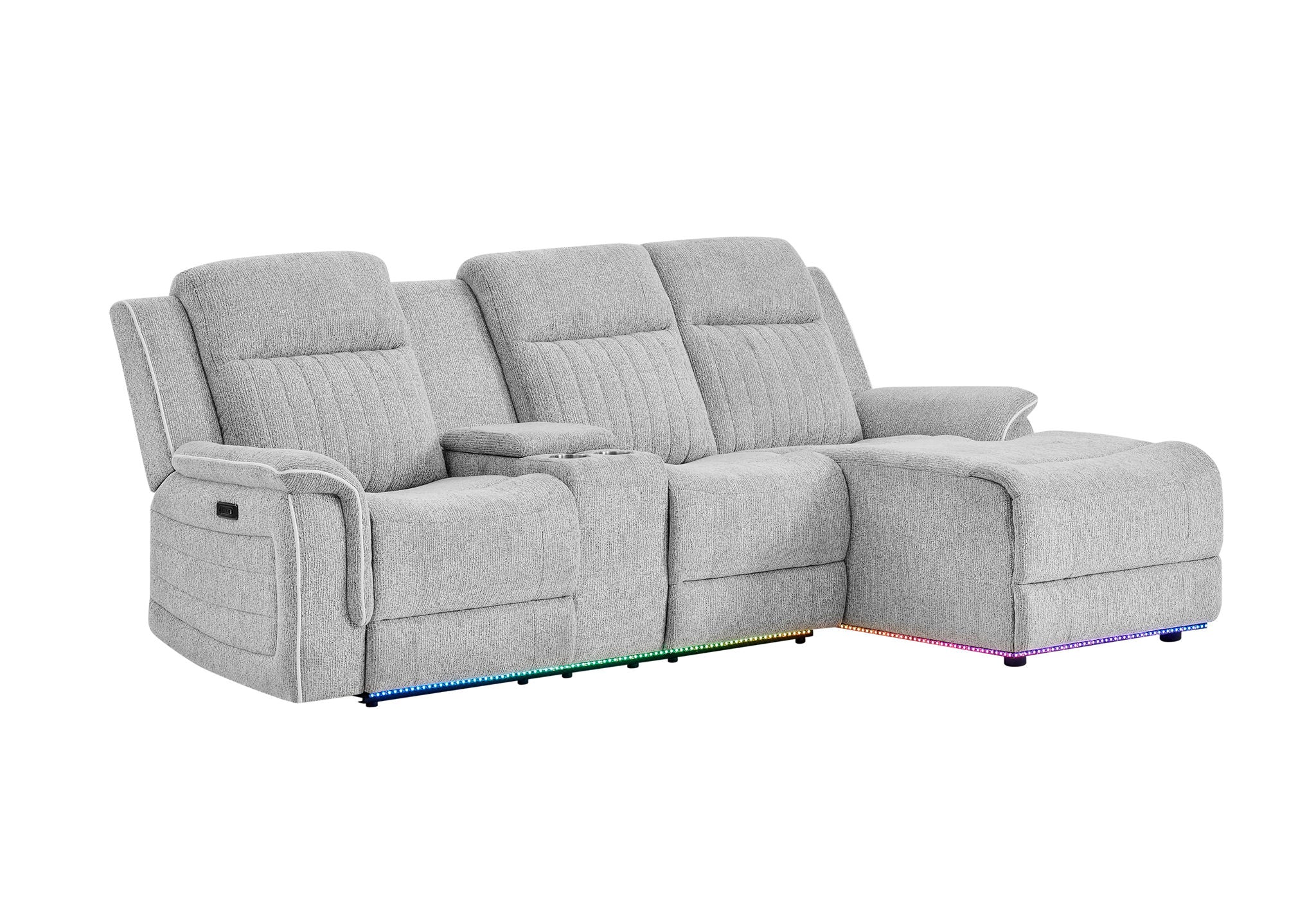 U8879 - 1 Power RAF Pushback Chaise With LED - Light Gray