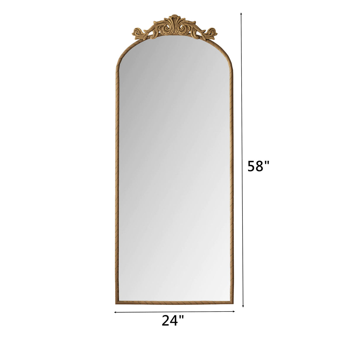 Vintage Arched Full Body Mirror, Wall Mounted For Living Room
