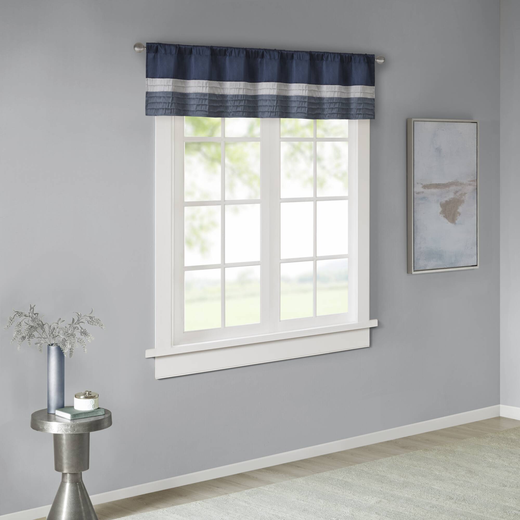 Amherst - Polyoni Pintuck Window Valance - Navy