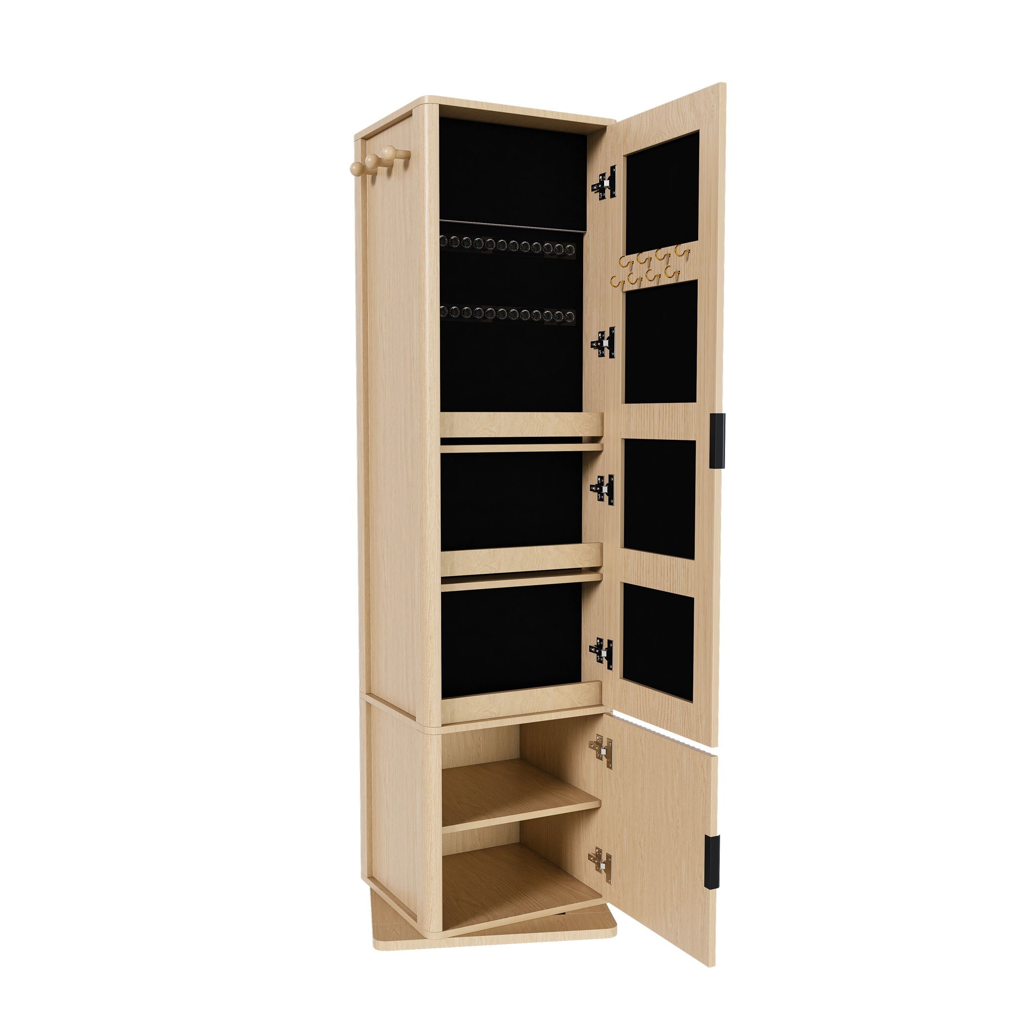360° Rotating Makeup Cabinet With Full Length Mirror