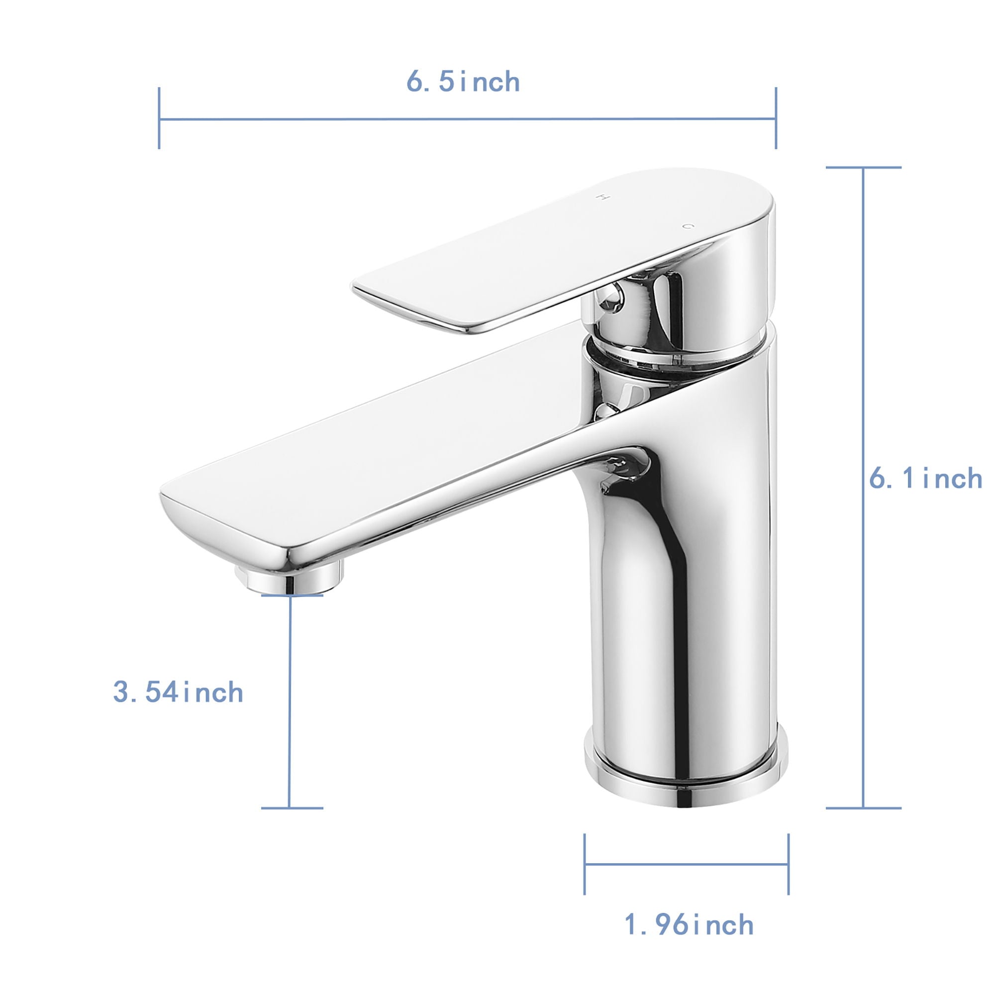 Single Handle Lavatory Basin Sink Faucet Brass Bathroom Faucet With Hot And Cold Water Control - Chrome