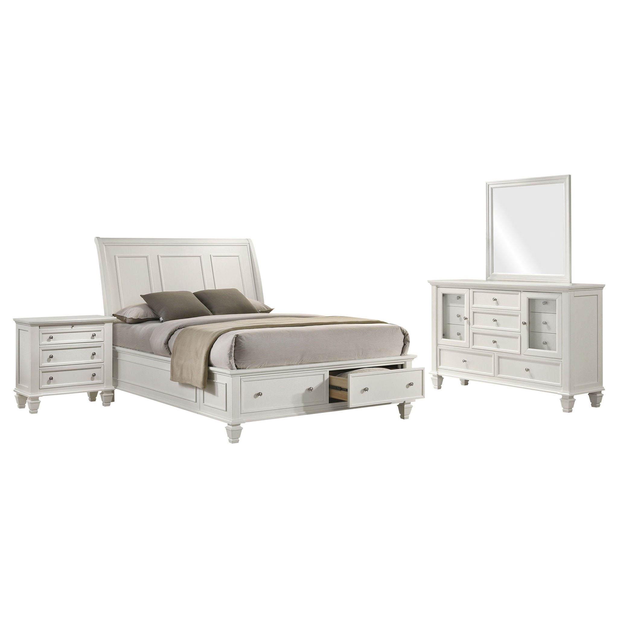 Rocco - 4 Piece Queen Bedroom Set - Cream White