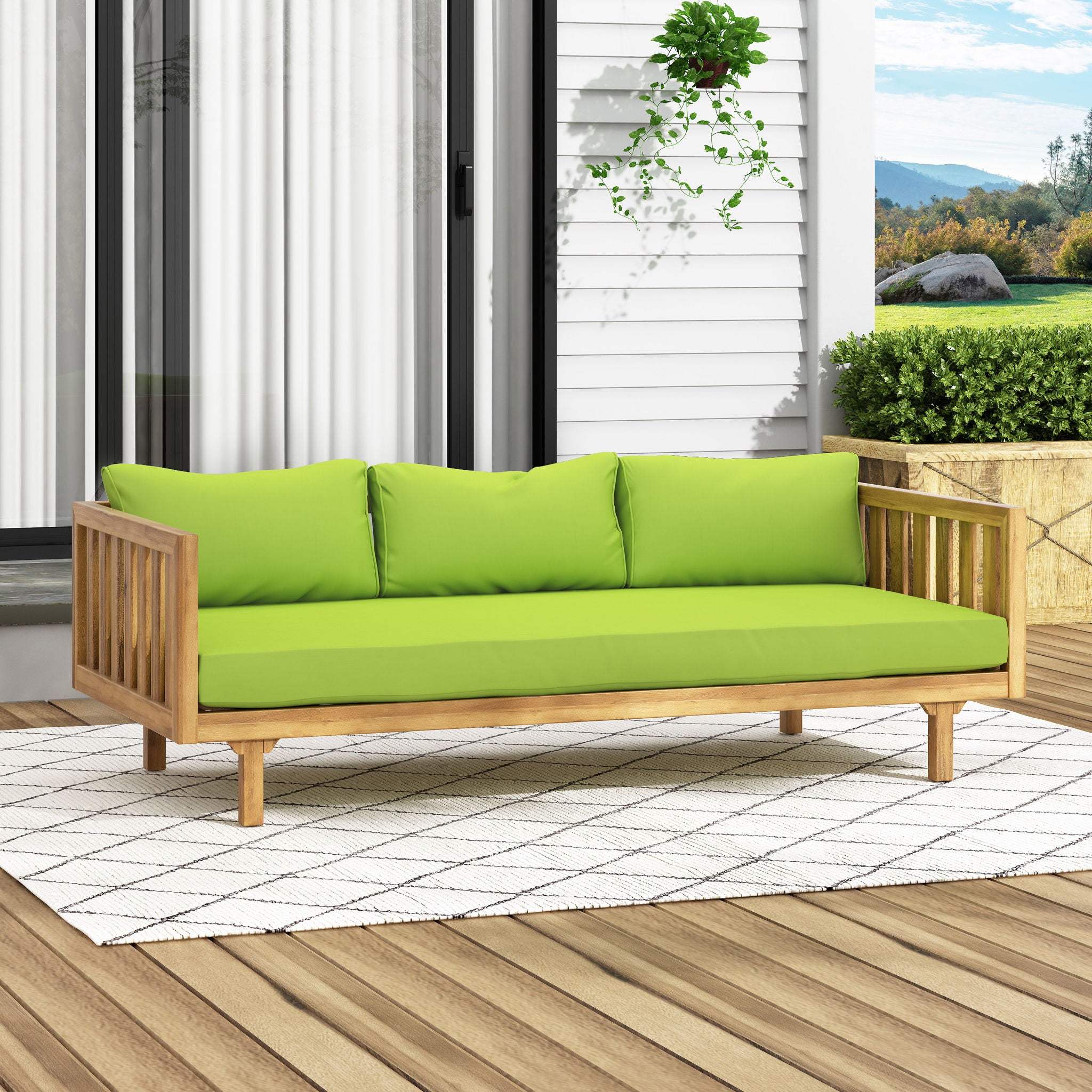 Claremont - 3 Seater Daybed Teak Acacia Wood Water Resistant Cushions