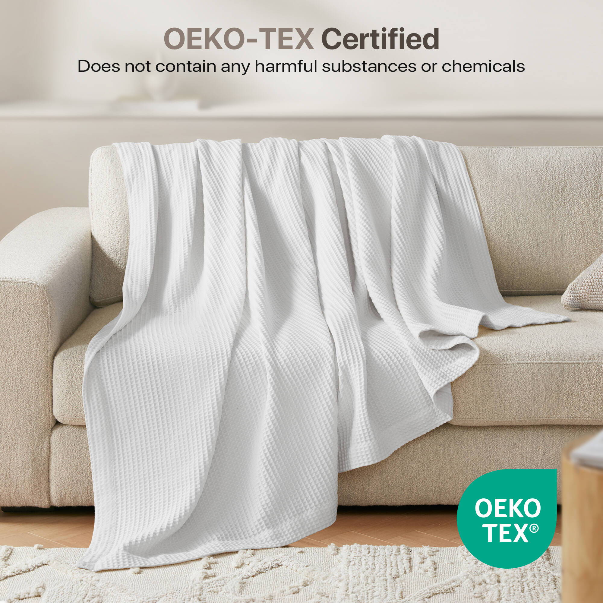 Waffle Weave - Twin Cotton Blanket - White
