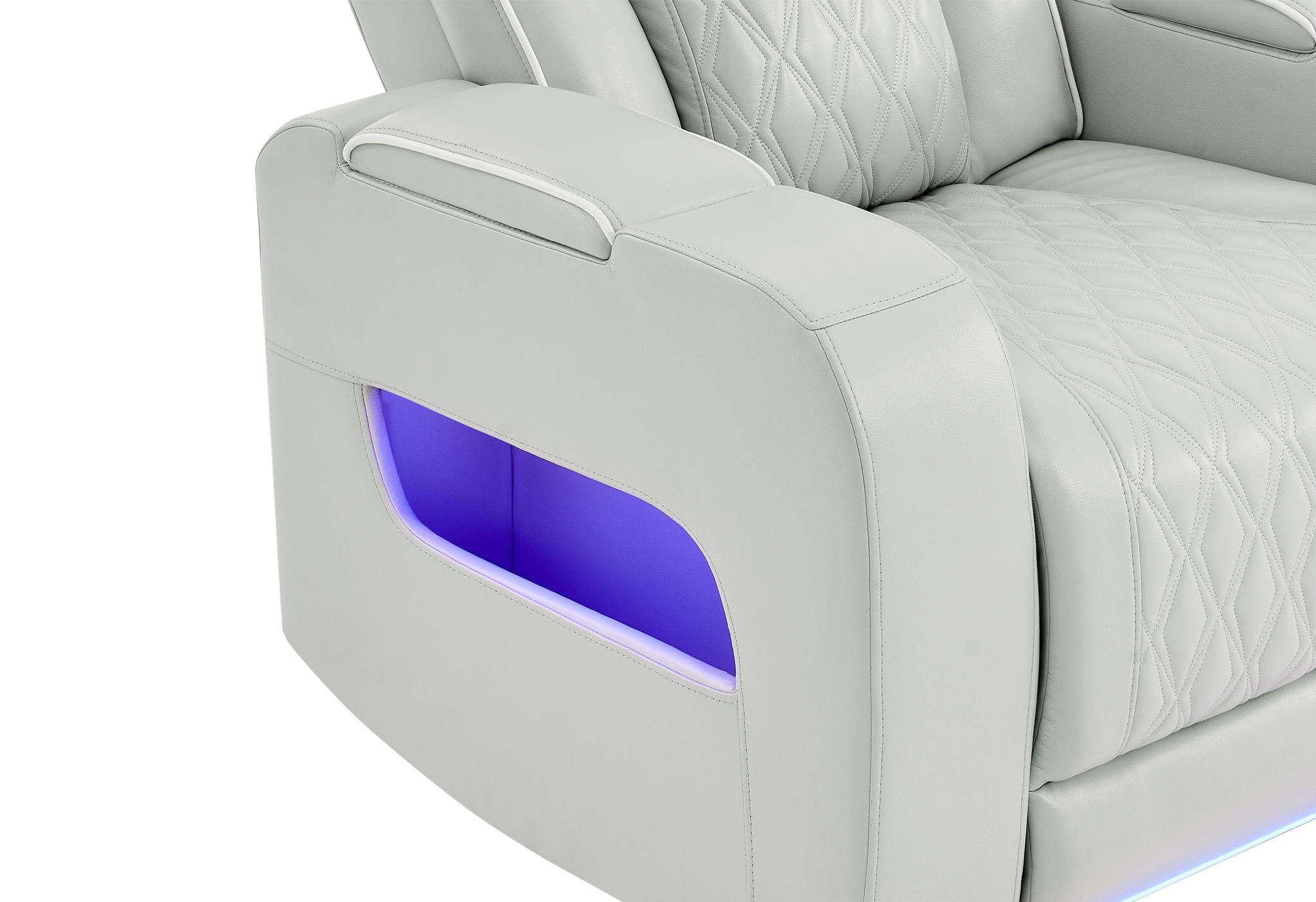 U8611 - Power Console Reclining Loveseat With Power Headrest, LED And Speaker - Silver