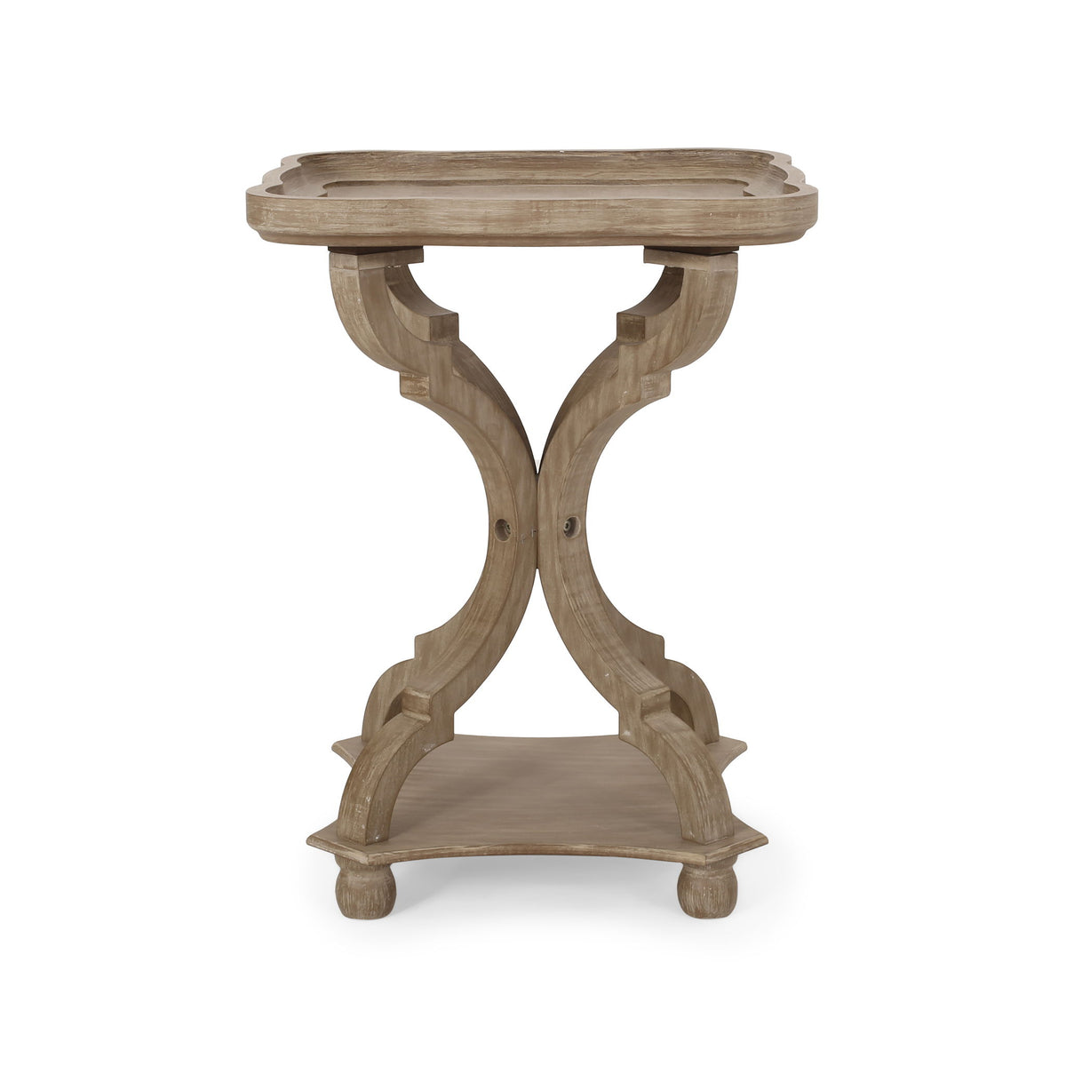 French Country Accent Table With Hourglass Design - Natural