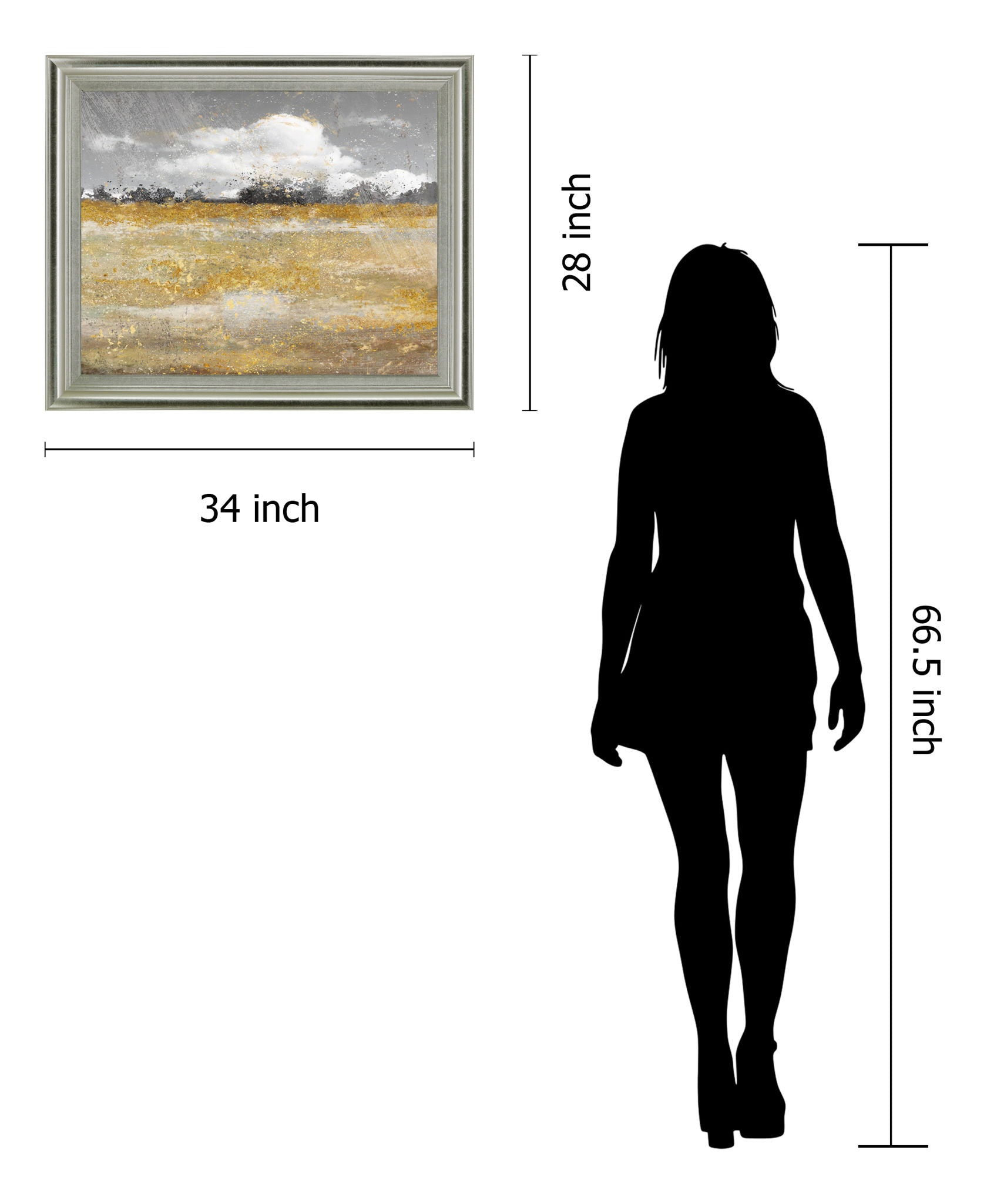 Golden Haze Landscape - 28" x 34" Framed Wall Art - Gold