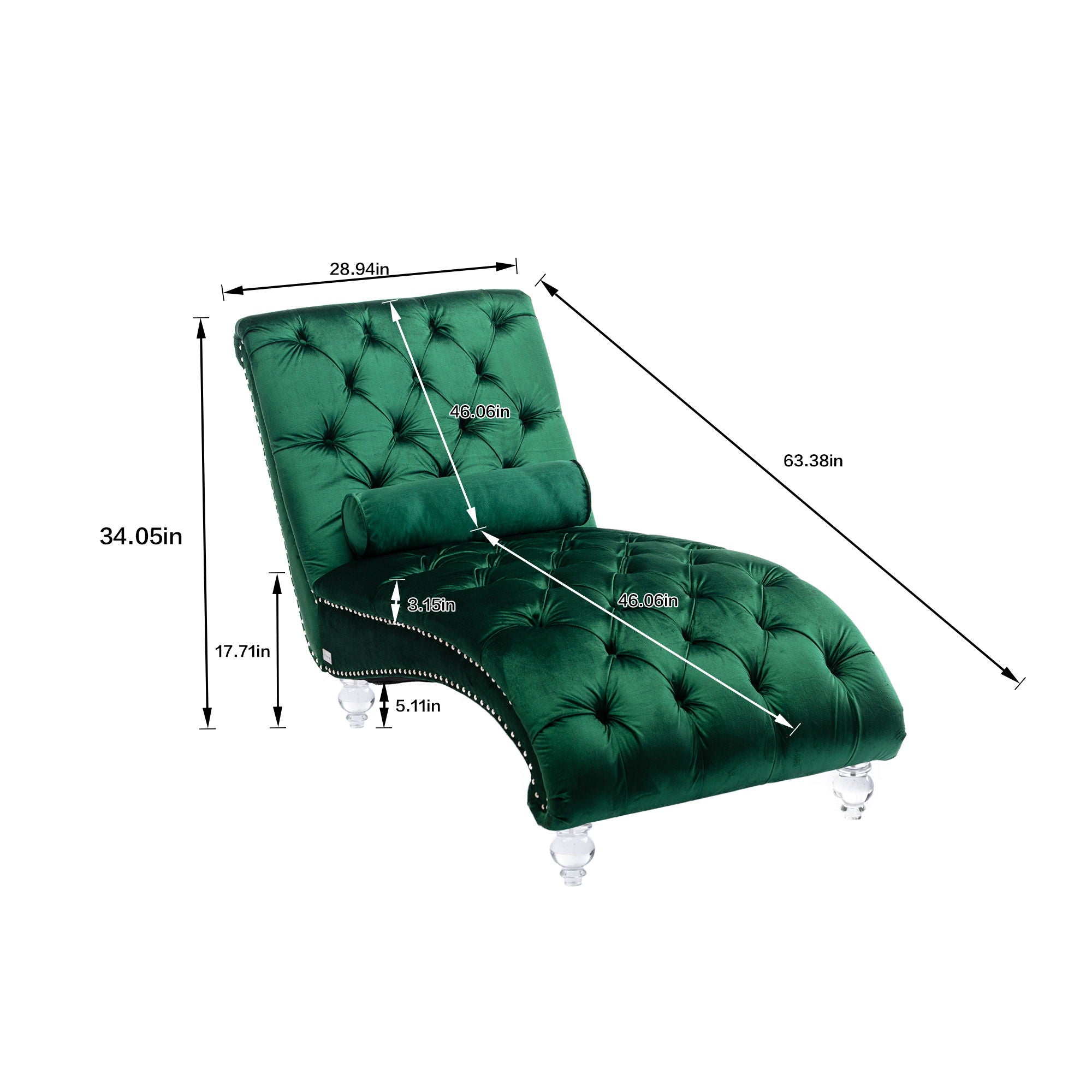 Chaise Lounge Indoor, Button Tufted Upholstered Chaise Lounge Chair With Pillow