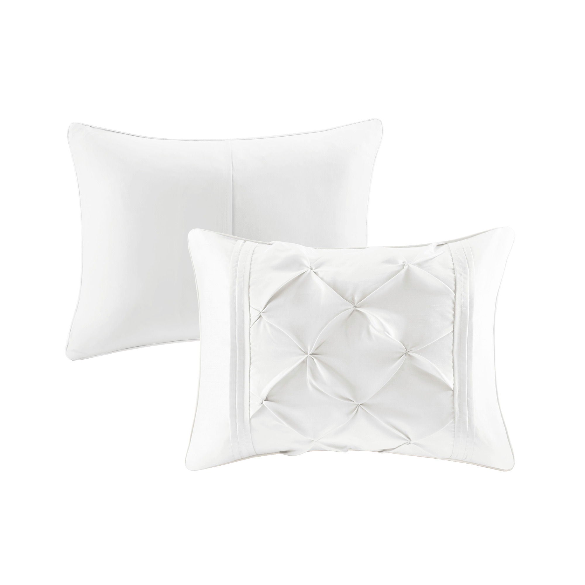 Laurel - Pieced Pleated 7 Piece Tufted Comforter Set - White