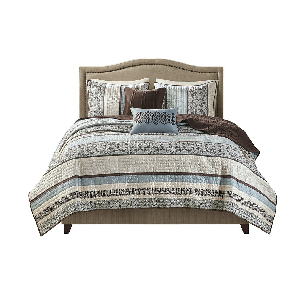 Princeton - King Reversible Coverletr (Set of 5) - Blue