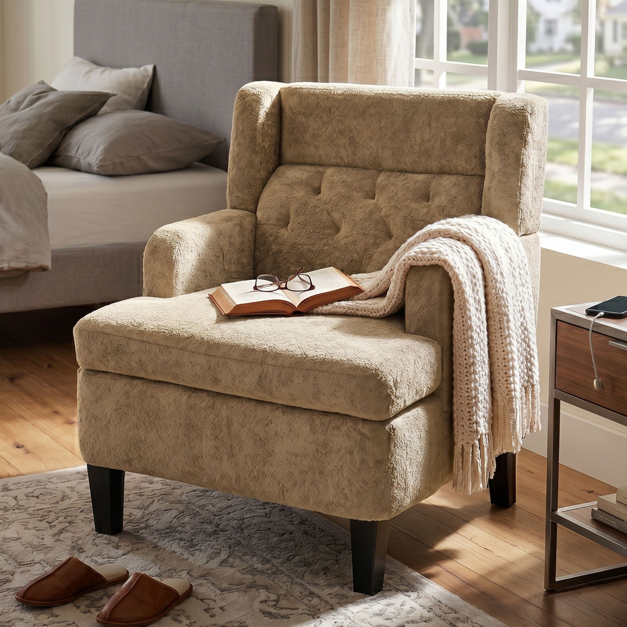 Modern Tufted Upholstered Accent Chair For Living Room